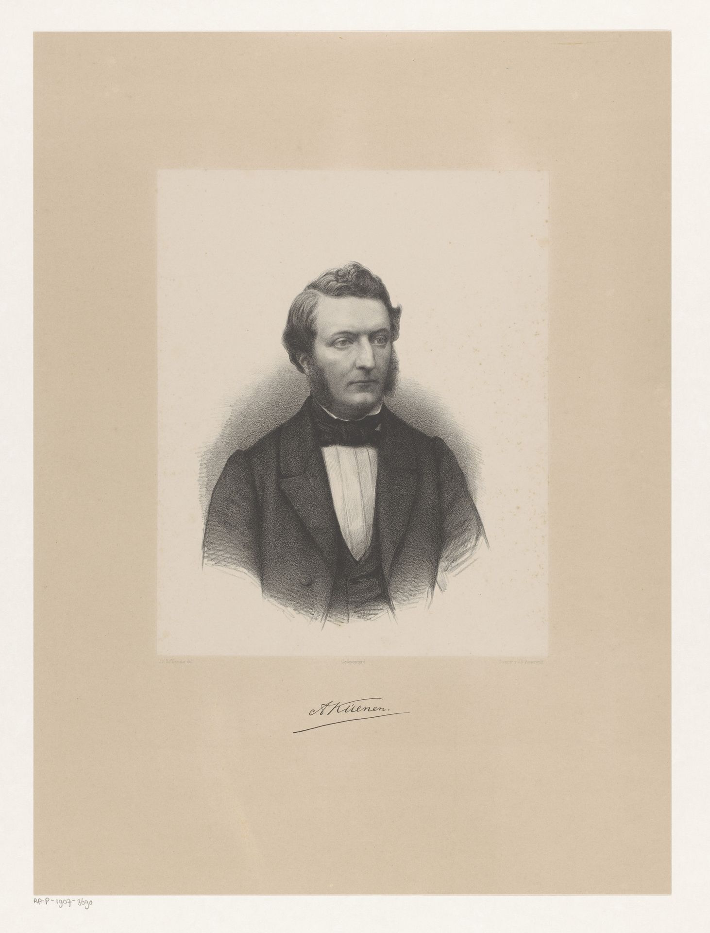 Portret van Abraham Kuenen by Johan Hendrik Hoffmeister