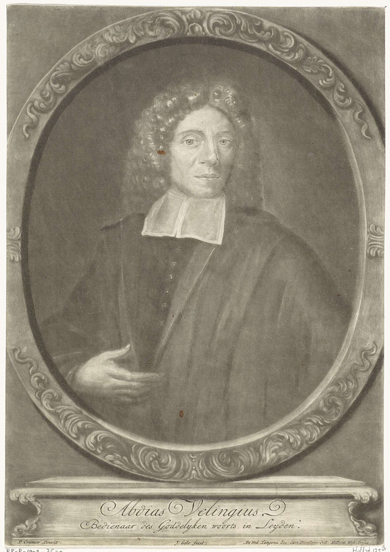 Portret van Abdias Velingius by Jacob Gole