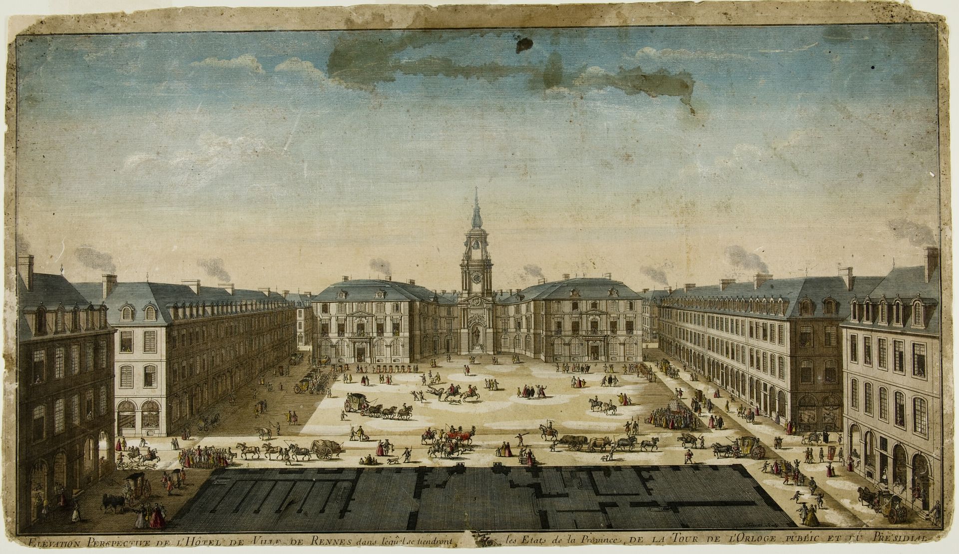 Elevation Perspective of l'Hôtel de Ville, Rennes by Philippe-Nicolas Milcent