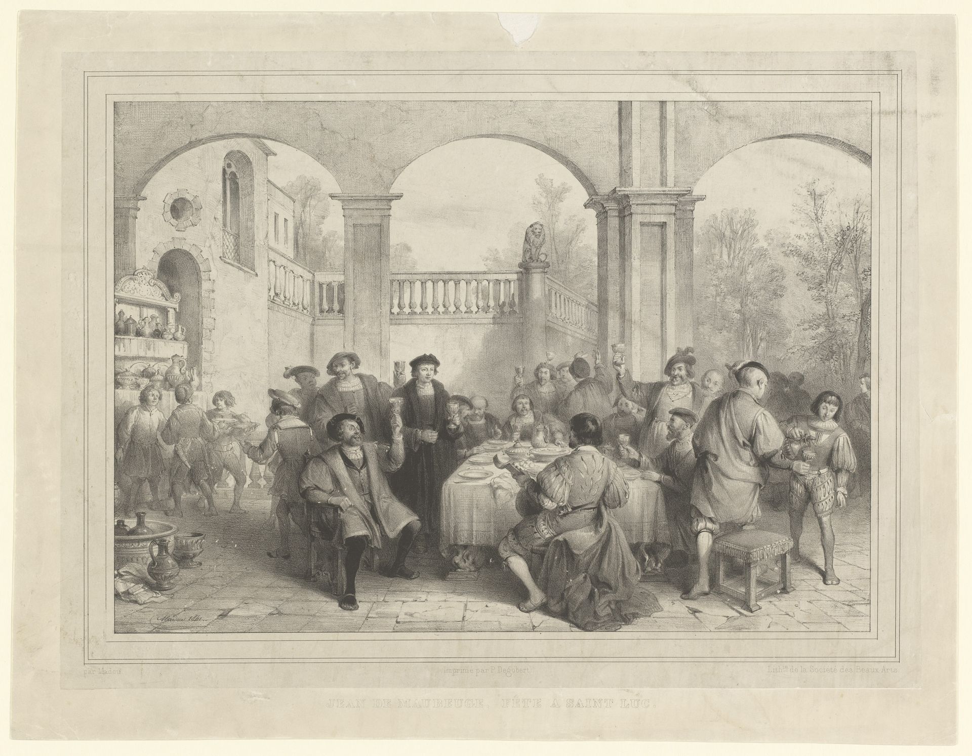 Jan Gossaert met een feestgezelschap aan tafel by Jean-Baptiste Madou