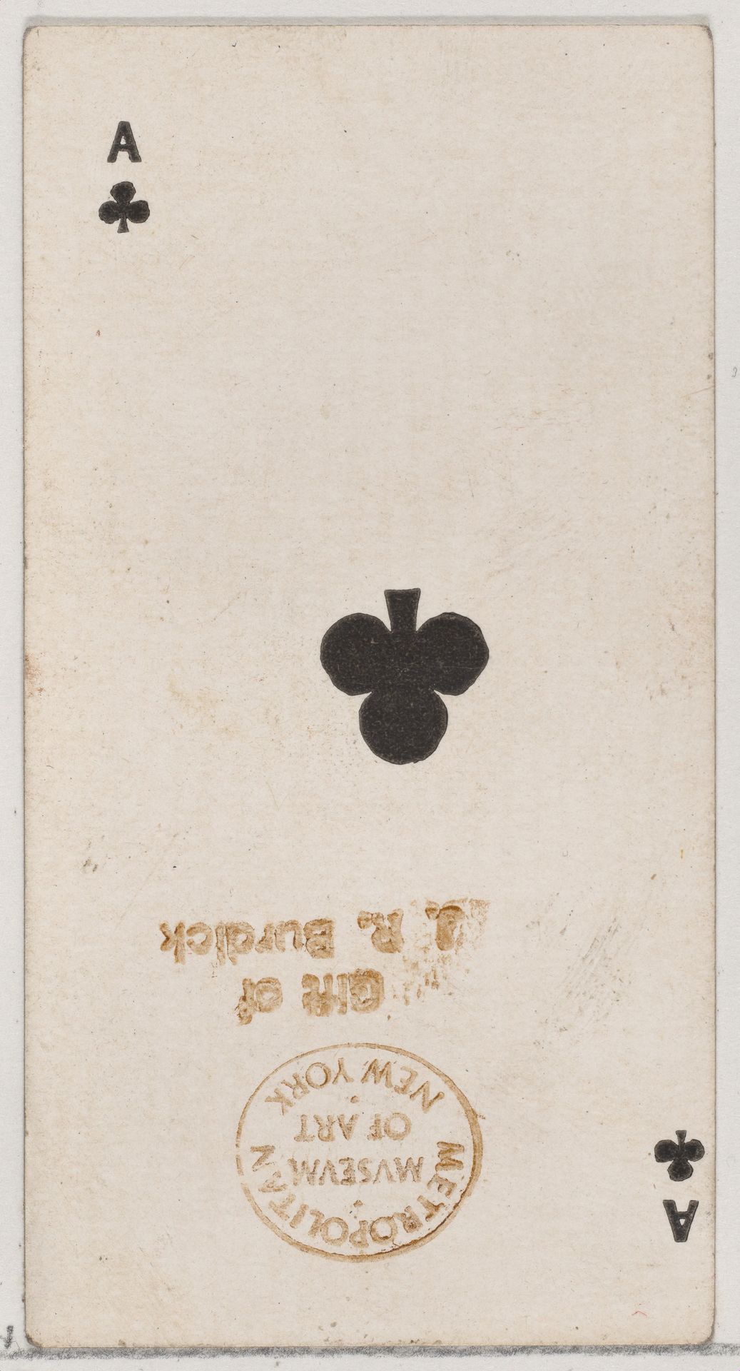 Ace of Clubs (black), from the Playing Cards series (N84) for Duke brand cigarettes by W. Duke, Sons & Co.