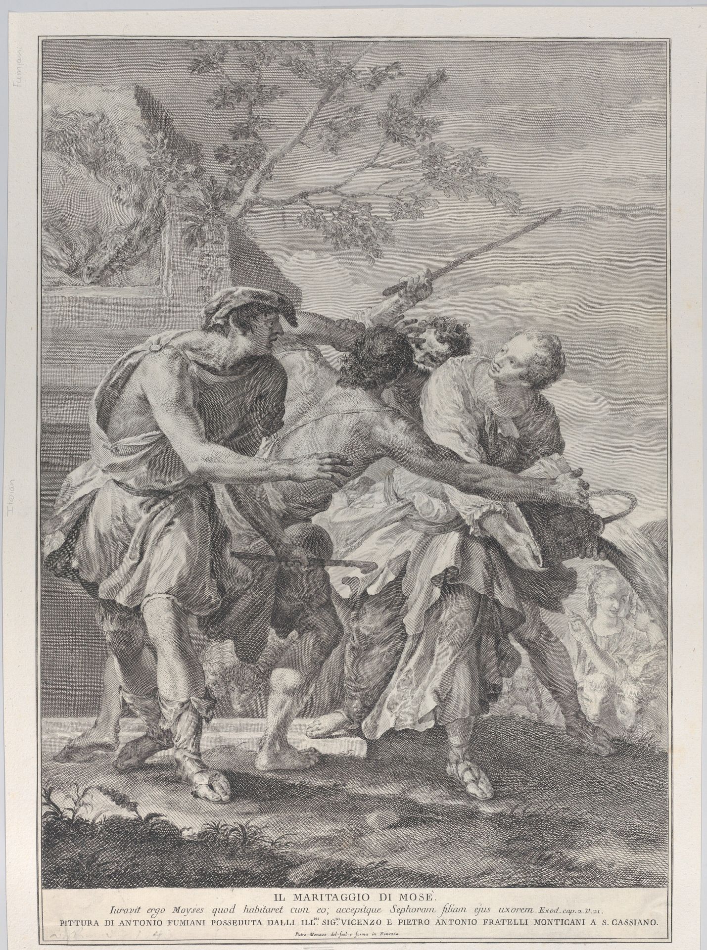 Moses defending the daughters of Jethro by Pietro Monaco