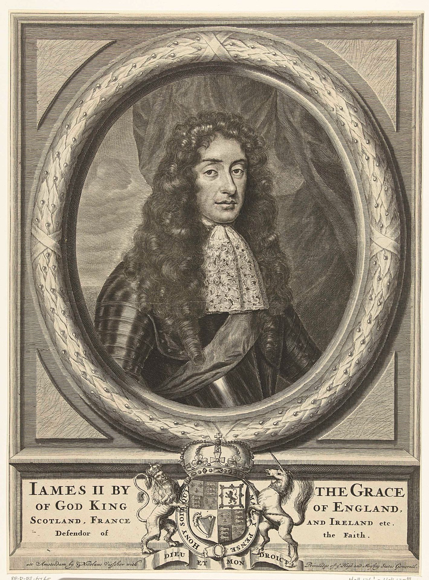 Portret van James Stuart, koning van Engeland, in ovale omlijsting by Cornelis van (II) Dalen