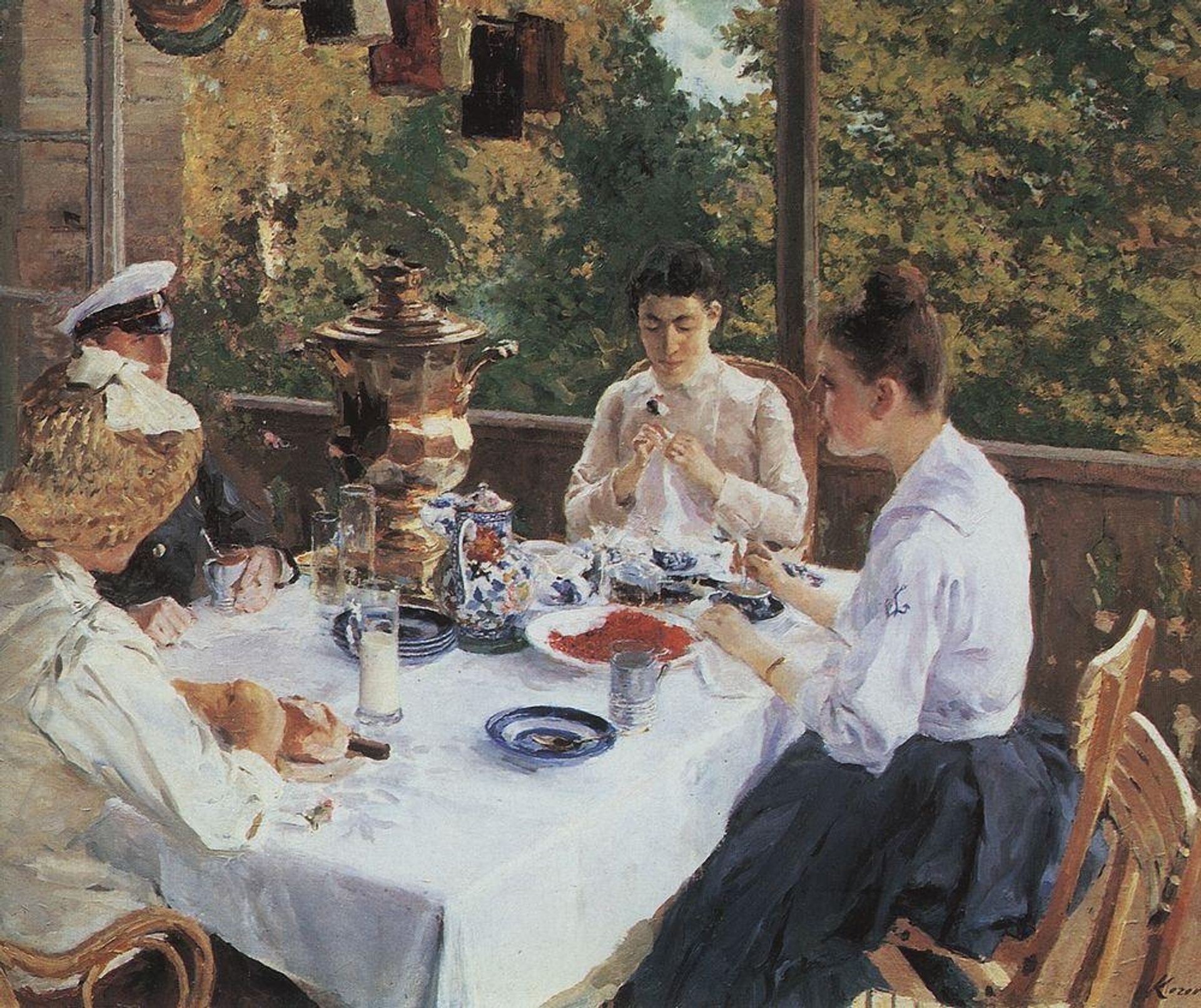 At the Tea-Table by Konstantin Alexeevich Korovin