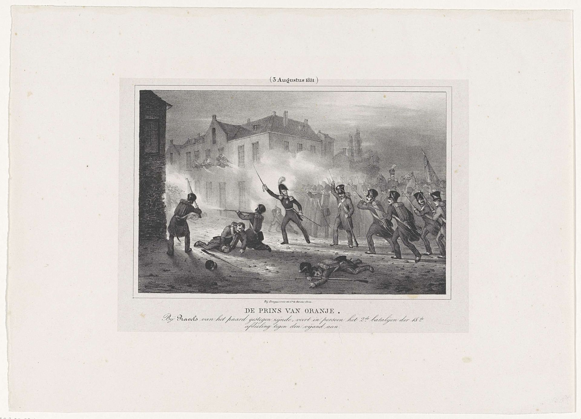 Prins van Oranje leidt de troepen bij Ravels, 1831 by J.B. Clermans