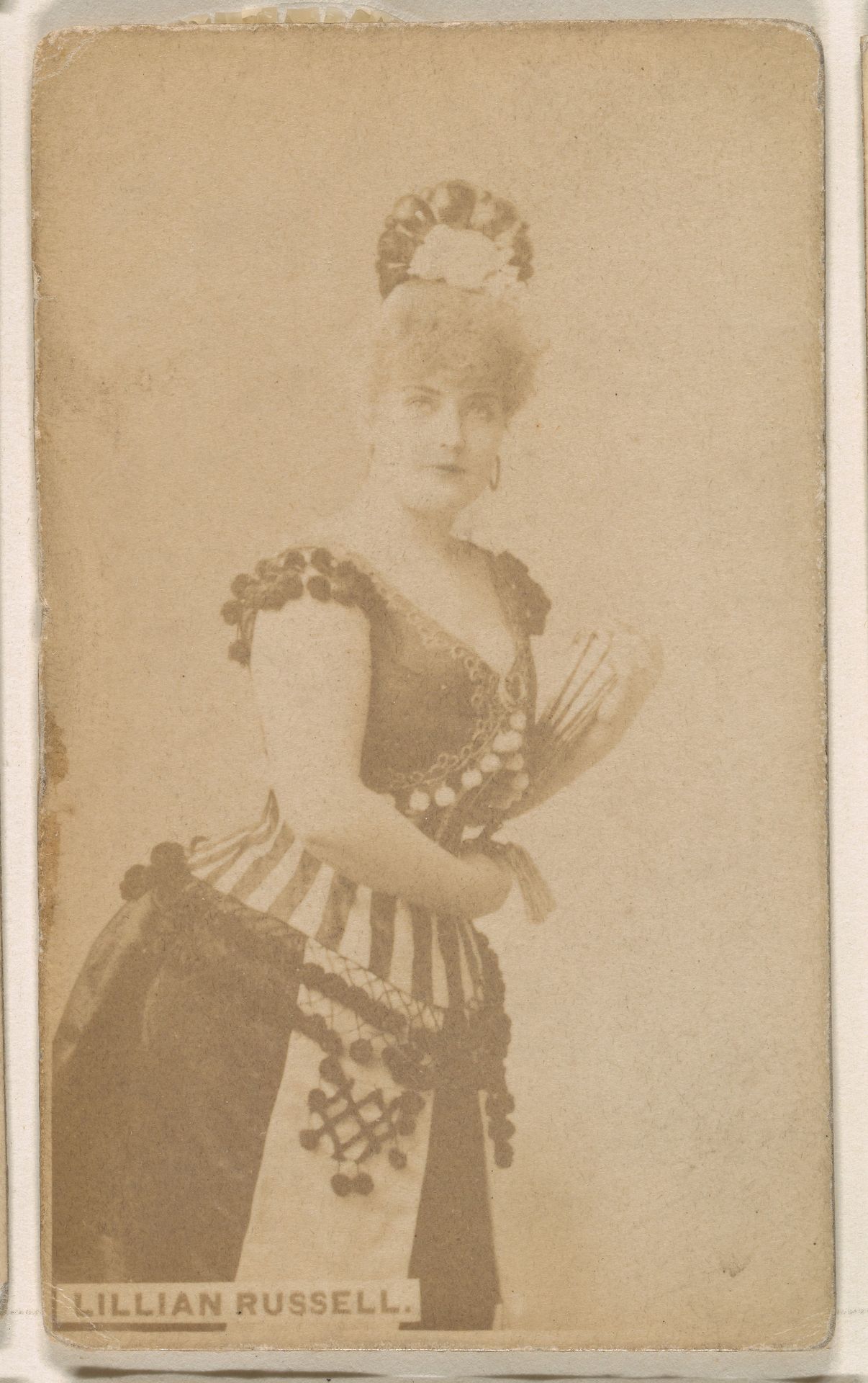 Lillian Russell, from the Actresses series (N246), Type 1, issued by Kinney Brothers to promote Sporting Extra Cigarettes by Kinney Brothers Tobacco Company