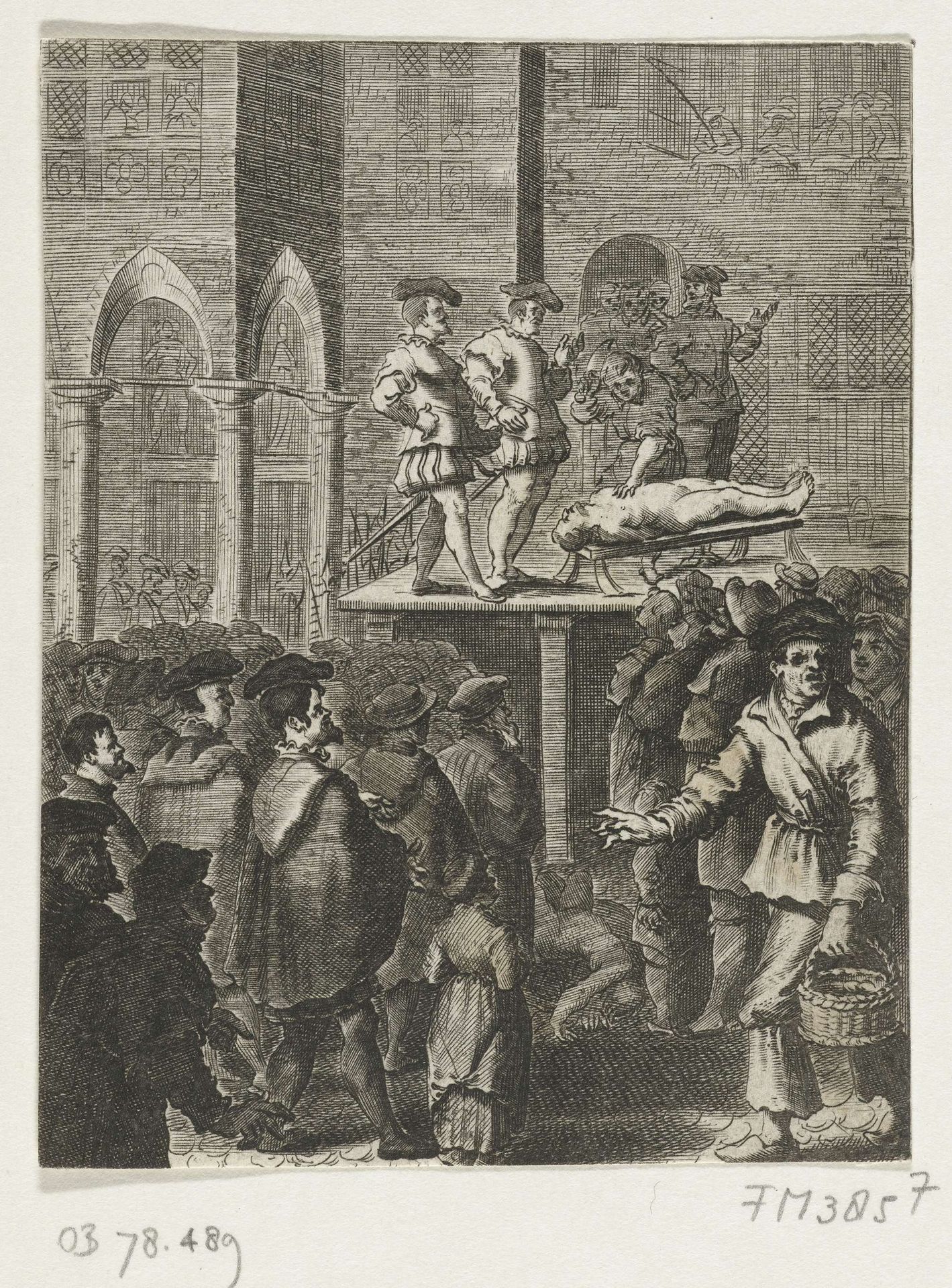 Terechtstelling van de wederdopers op het schavot op de Dam, 1535 by Anonymous
