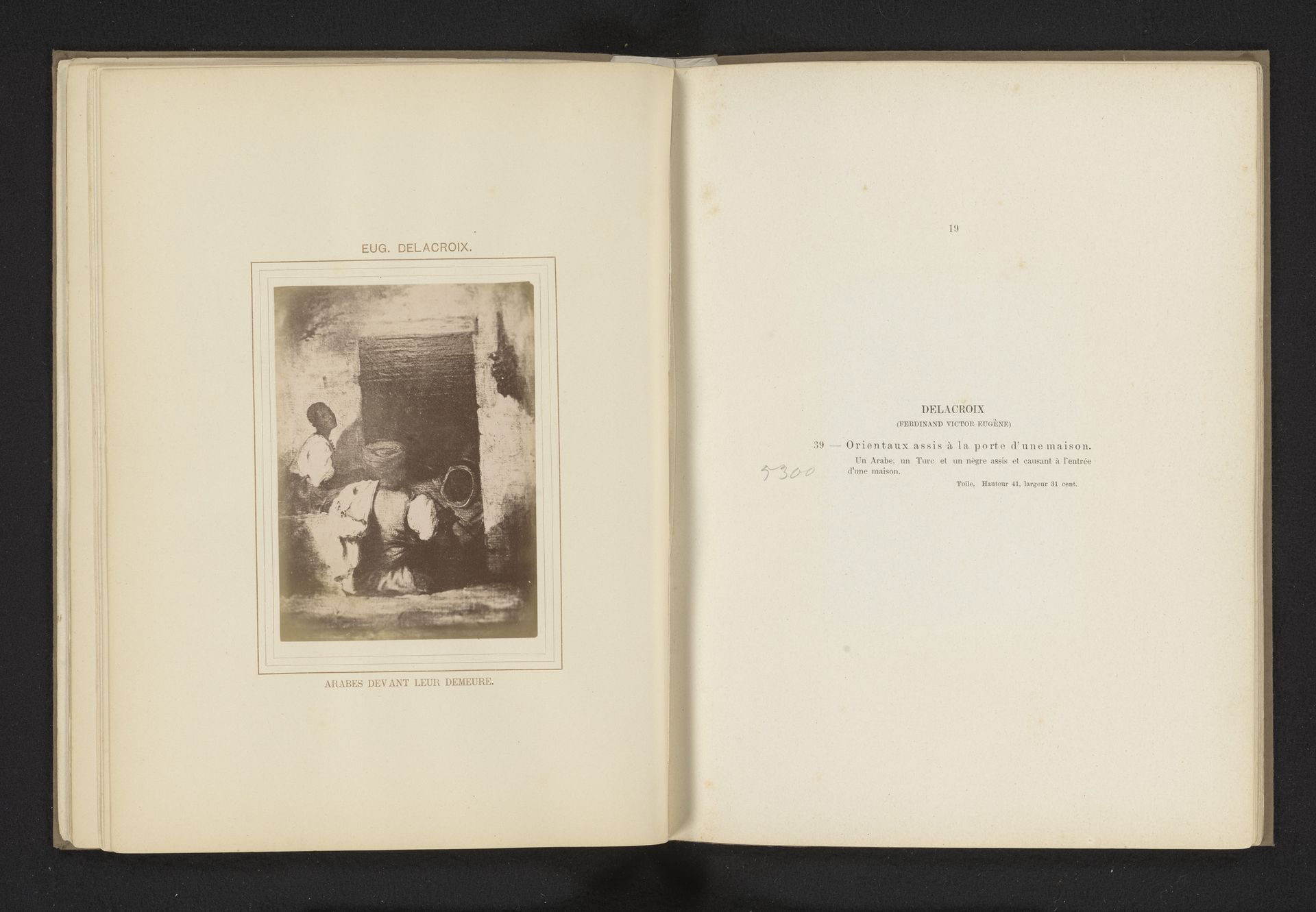 Fotoreproductie van het schilderij Arabes devant leur demeure door Eugène Delacroix by Anonymous