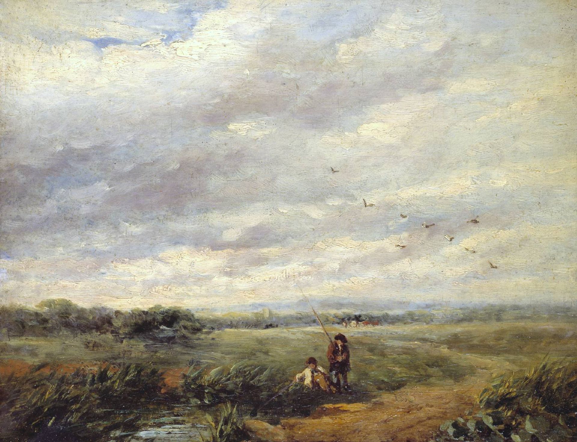 River Scene with Boys Fishing by David Cox