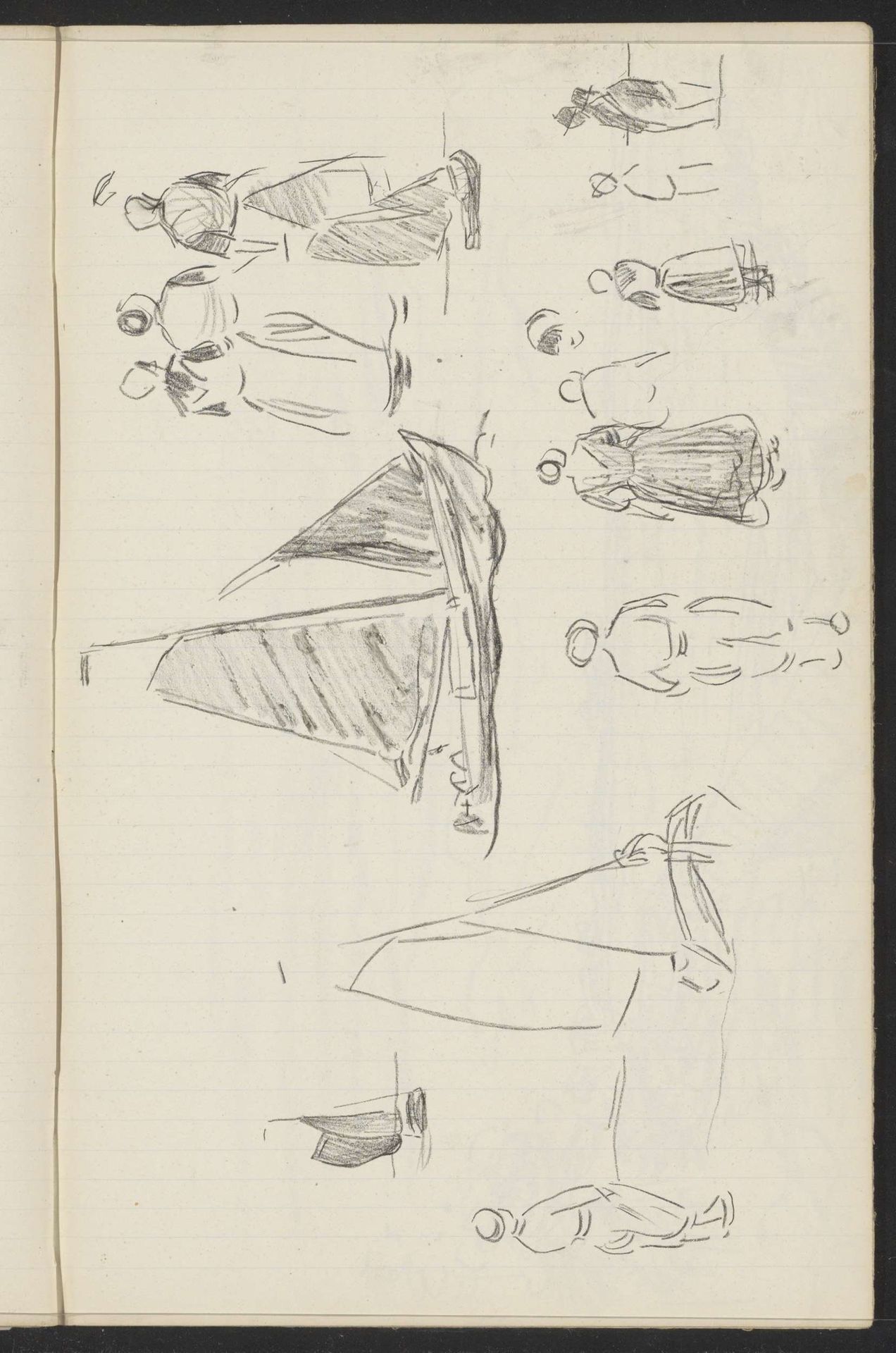 Zeilschepen en mannen en vrouwen in werkkleding by Willem Bastiaan Tholen
