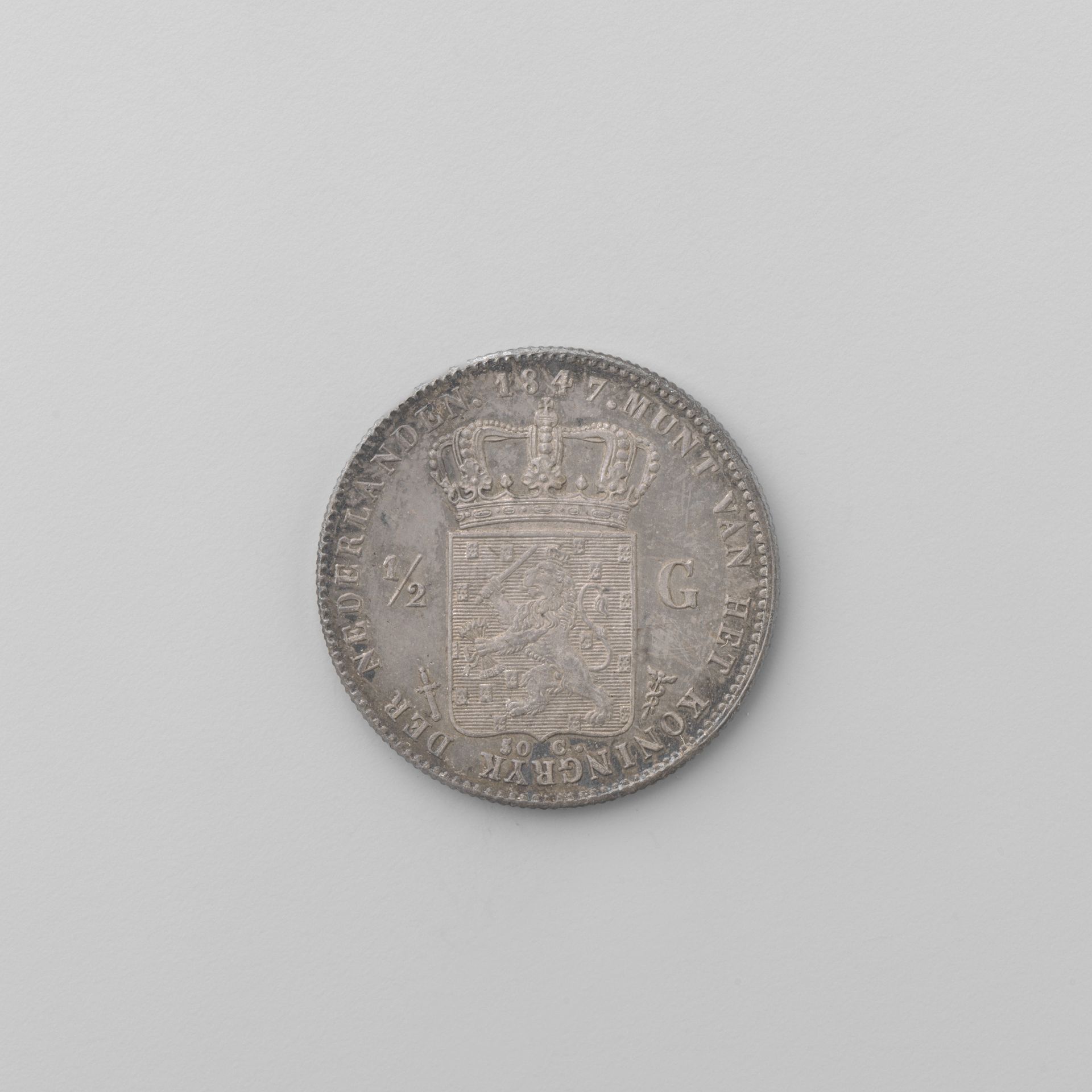 Nederlandse ½ gulden, 1847 by Willem II (koning der Nederlanden)