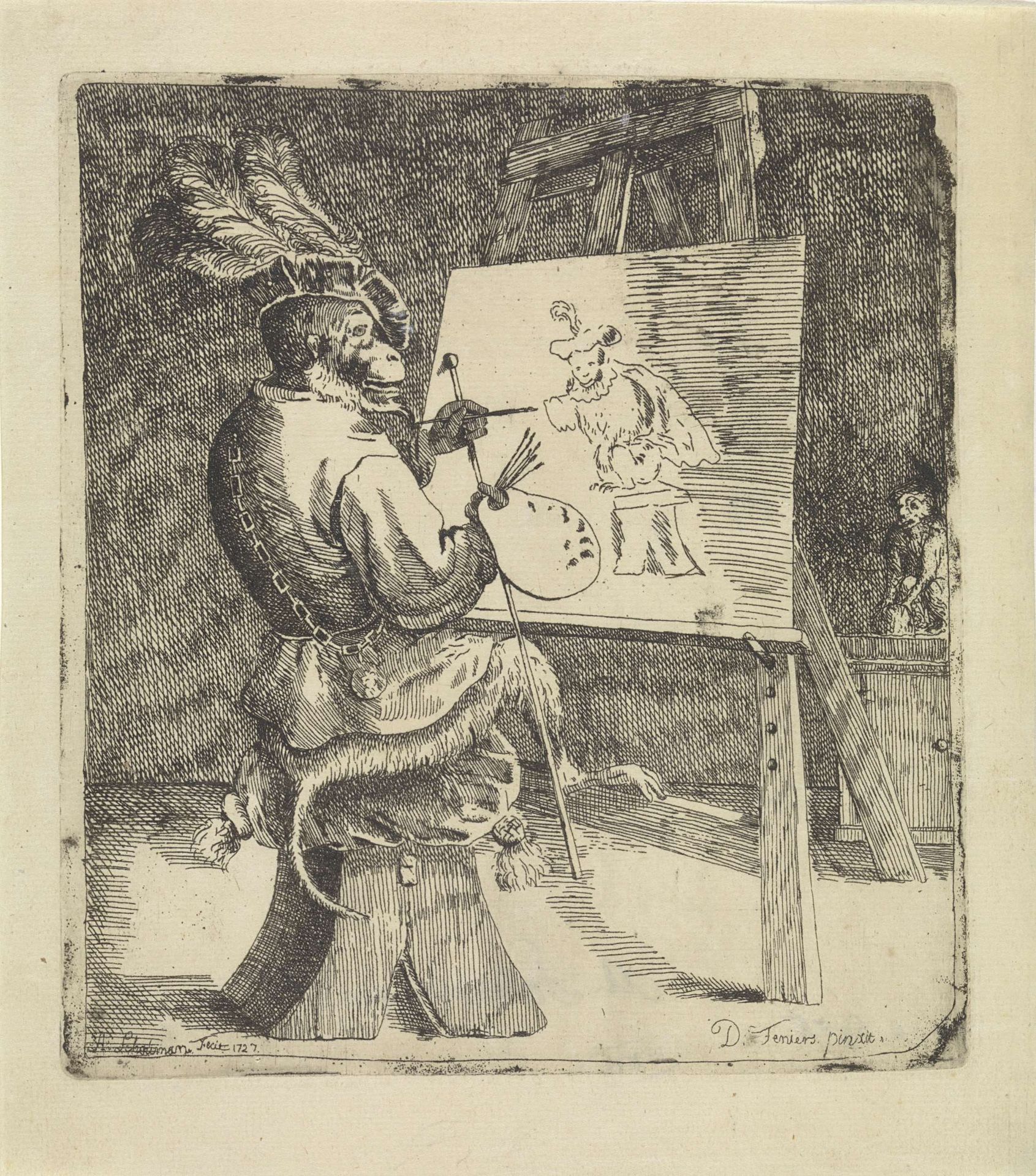 Schilderende aap by Aert Schouman