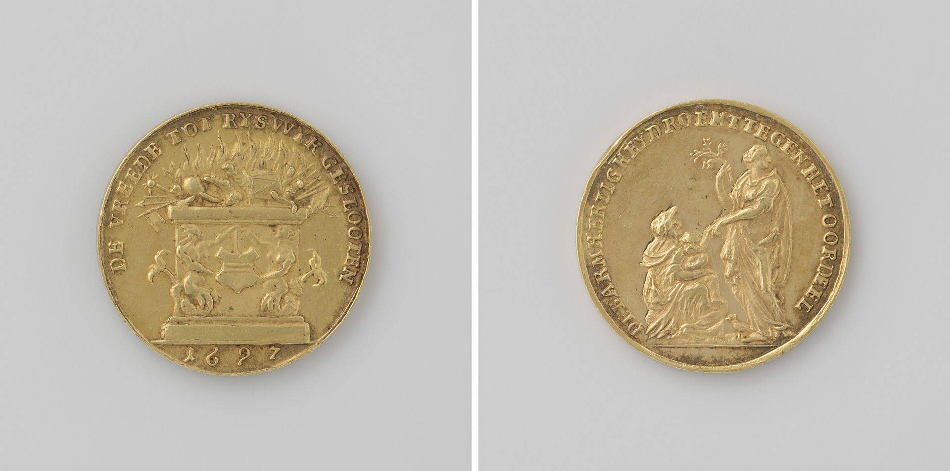 Vrede van Rijswijk, penning uitgedeeld aan ieder die in de loterij van Muiden geen prijs heeft gewonnen by Jan (I) Luder