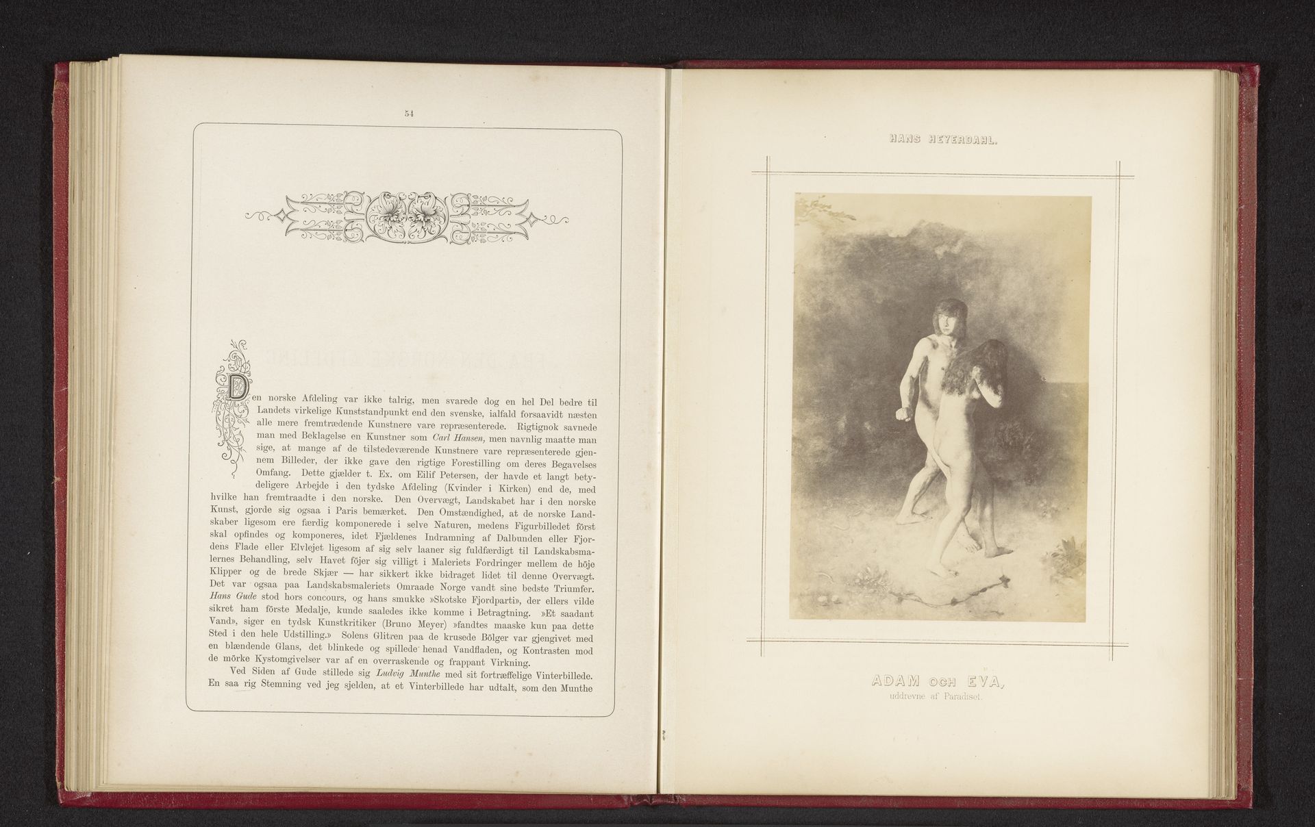 Fotoreproductie van een schilderij van Adam en Eva door Hans Olaf Heyerdahl by Johannes Jaeger