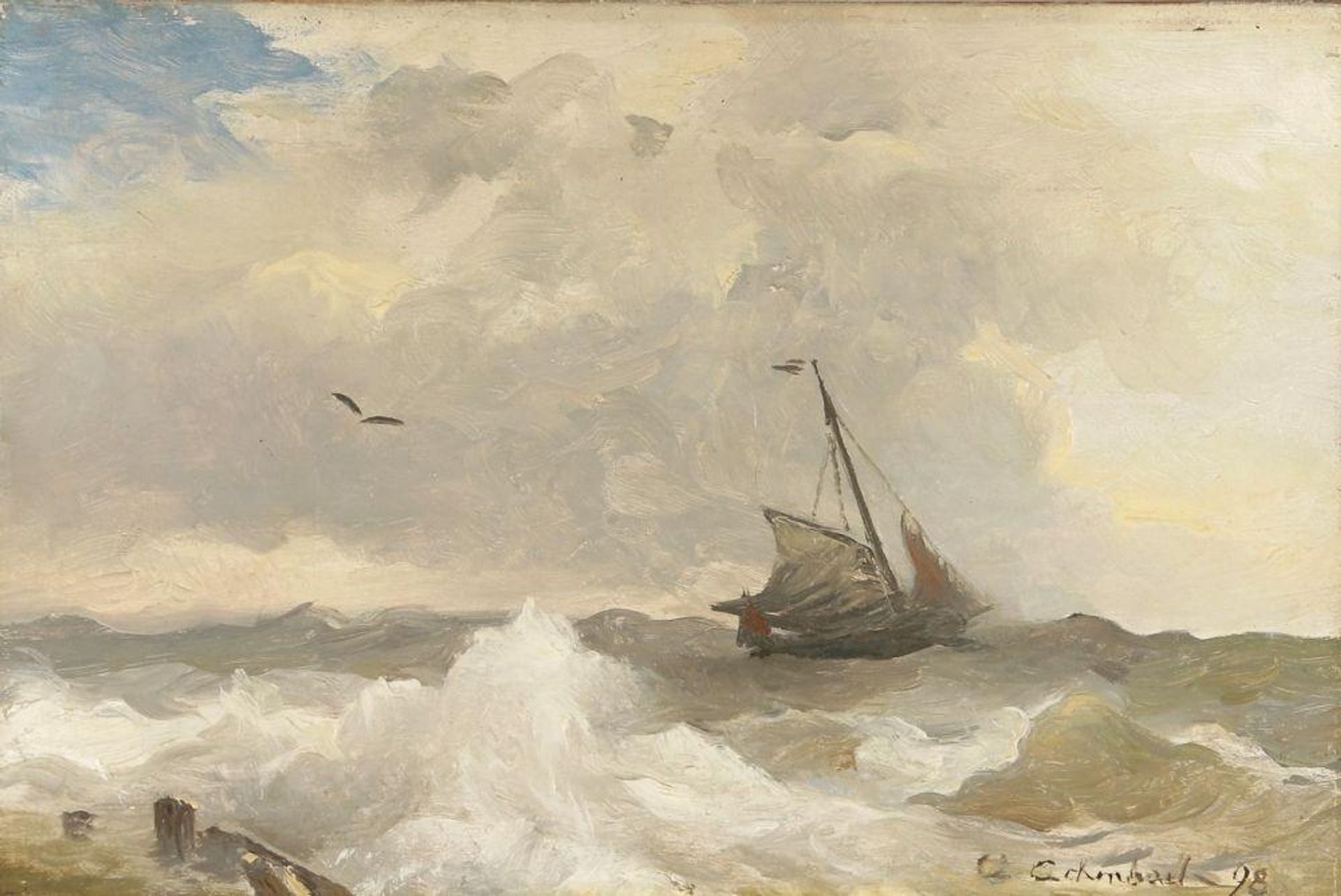 Sailors At Stormy Seas by Andreas Achenbach