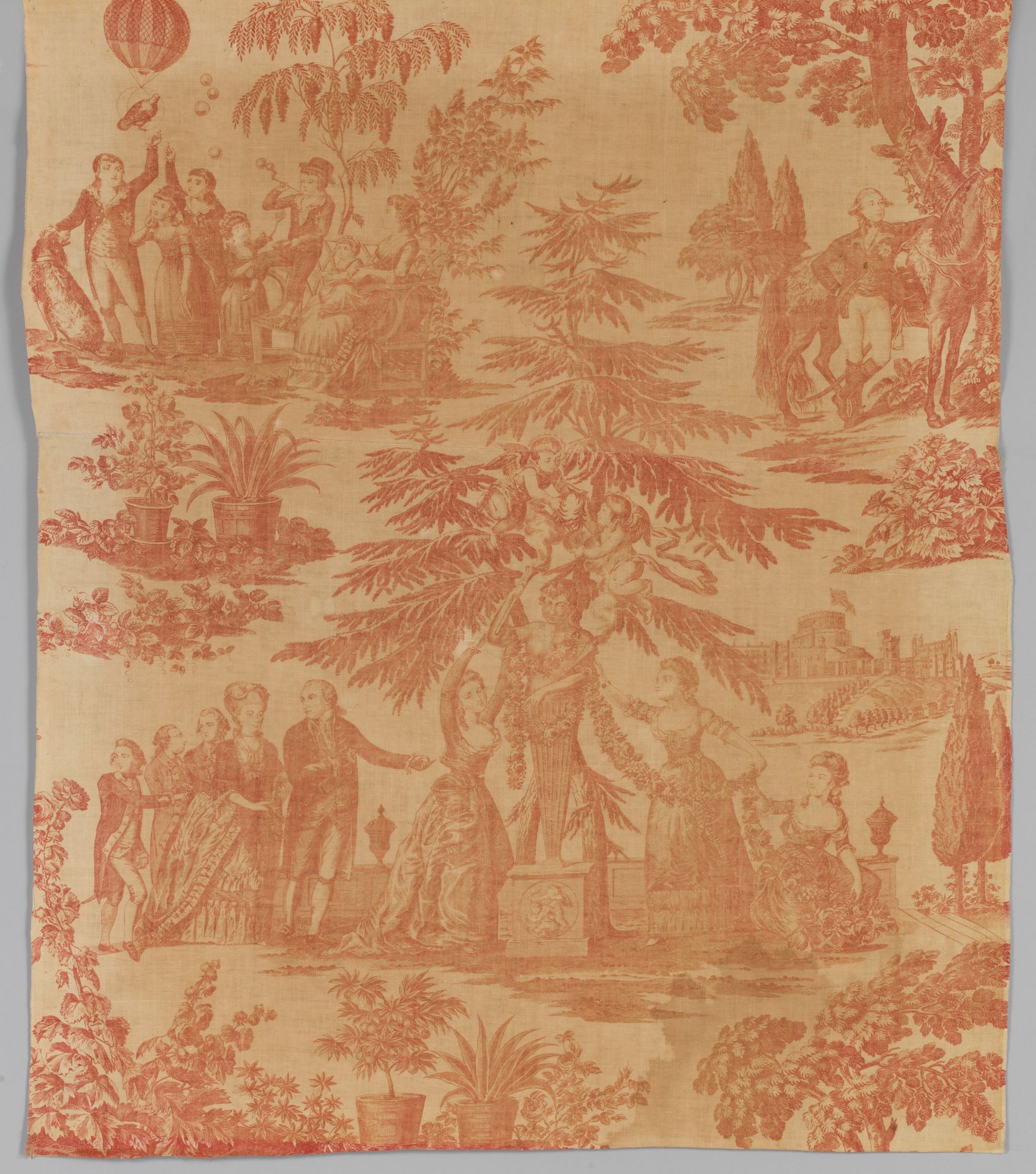Copper plate printed cotton with King George III and his family by J. Seymour
