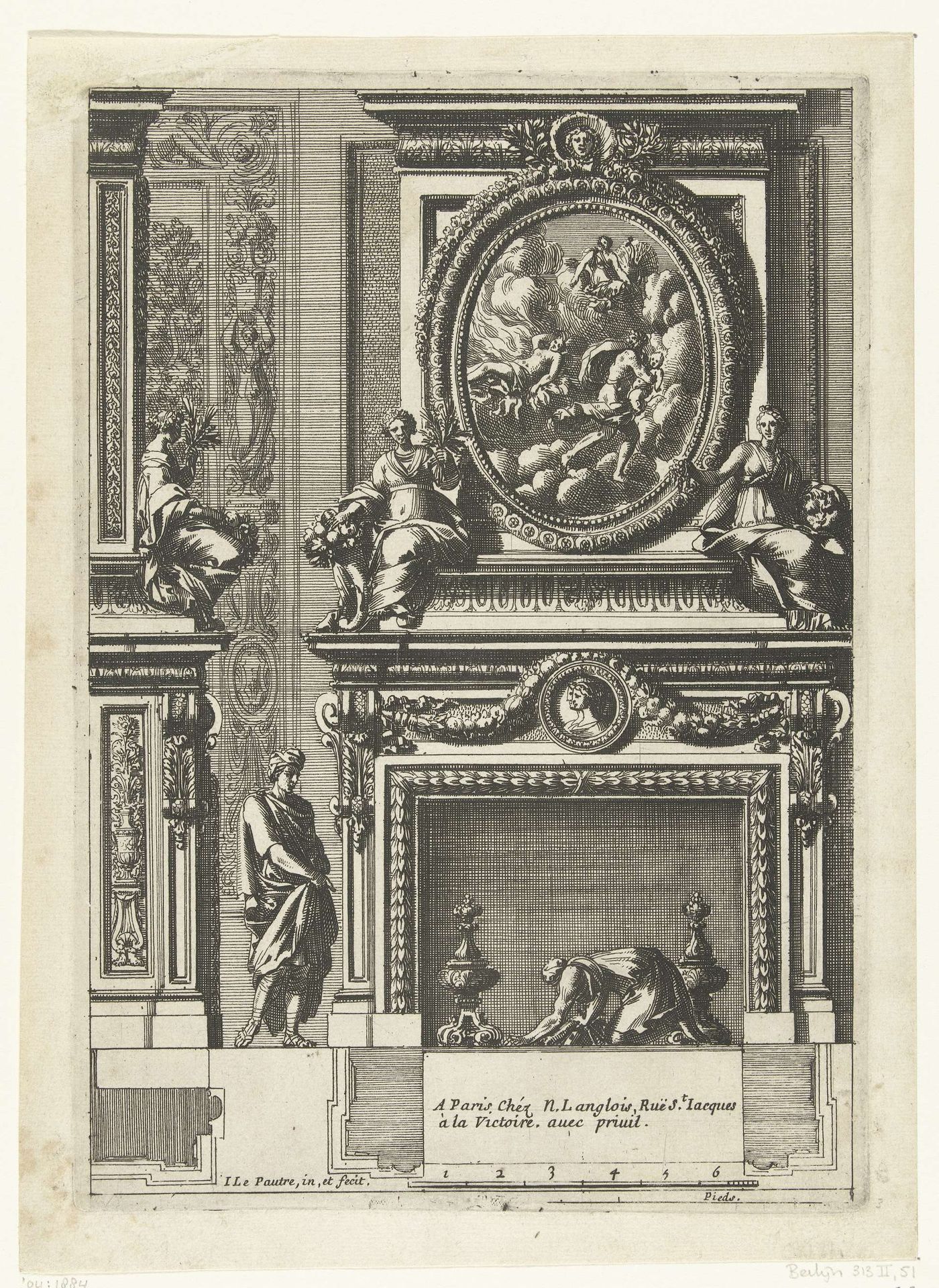 Onderboezem met ovaal schilderij by Jean Lepautre