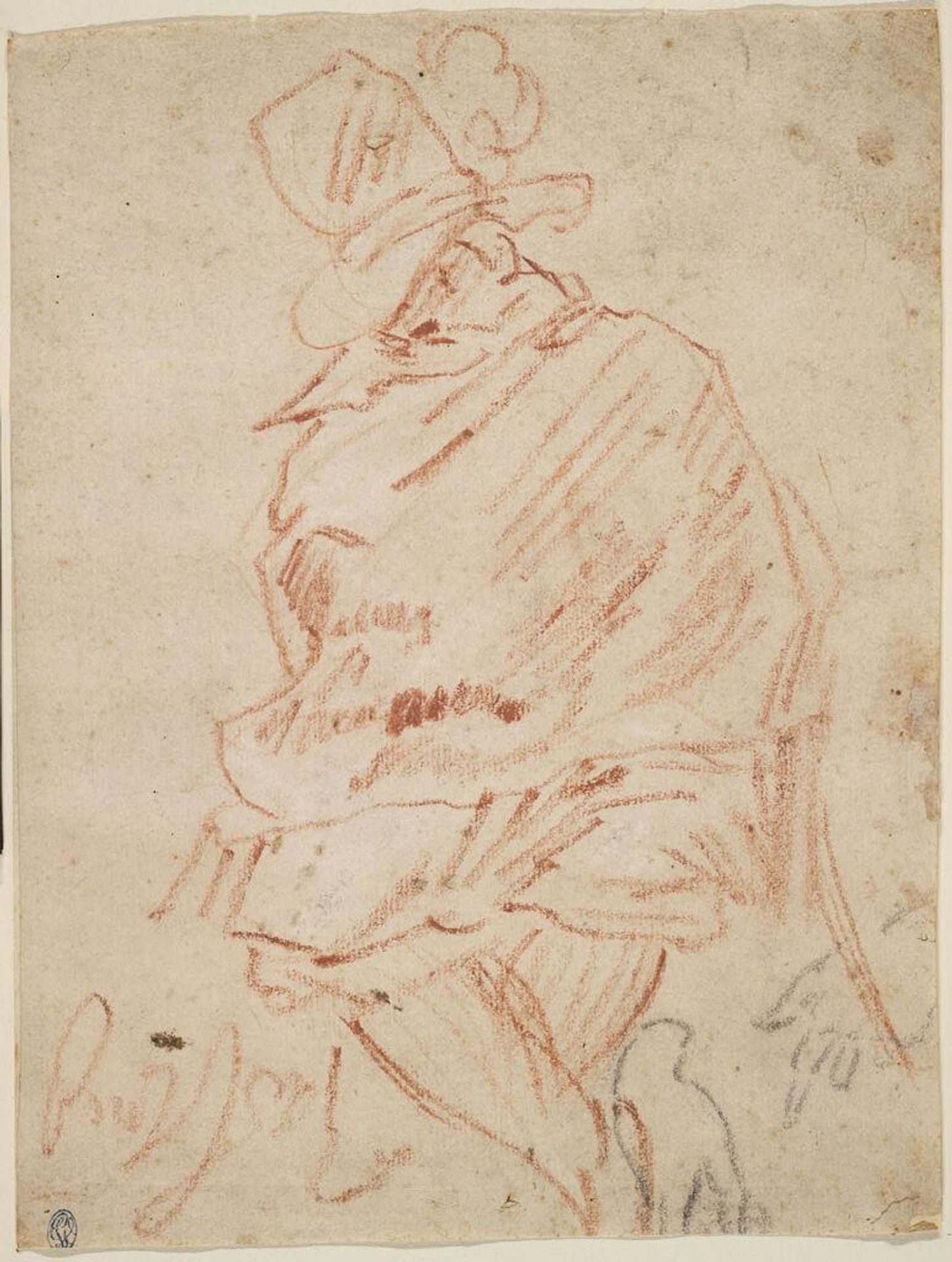 Cloaked Figure; verso: Half-Length figure with Bound Hands by Michelangelo Merisi da Caravaggio