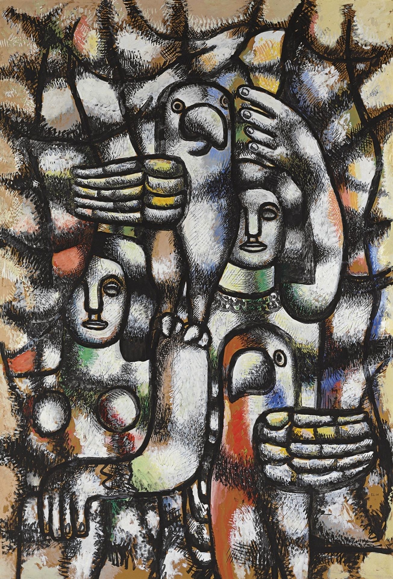Femme aux perroquets by Fernand Léger