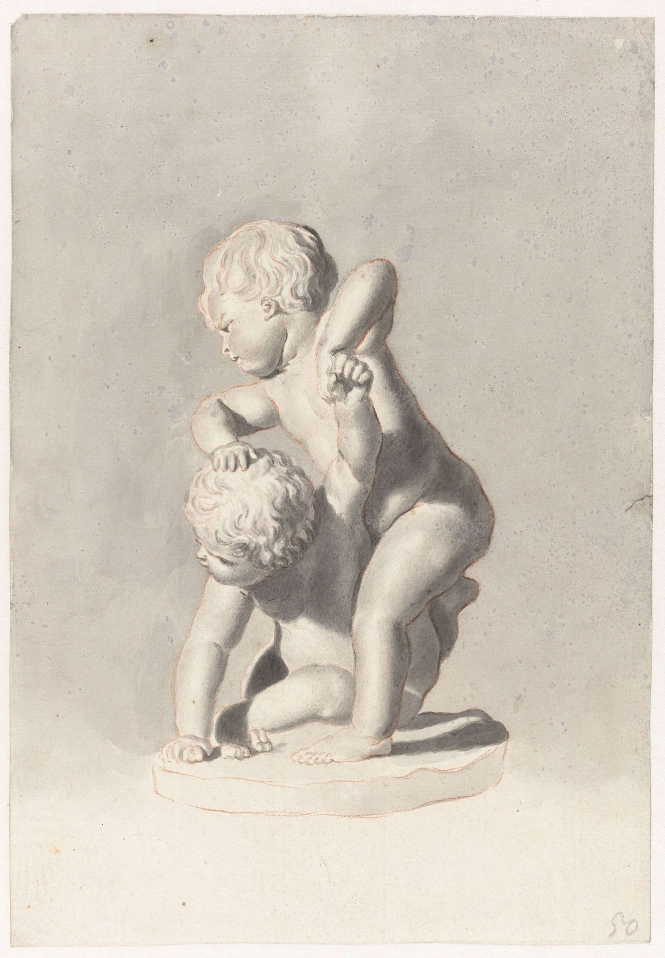 Twee vechtende kinderen by Jan de Bisschop