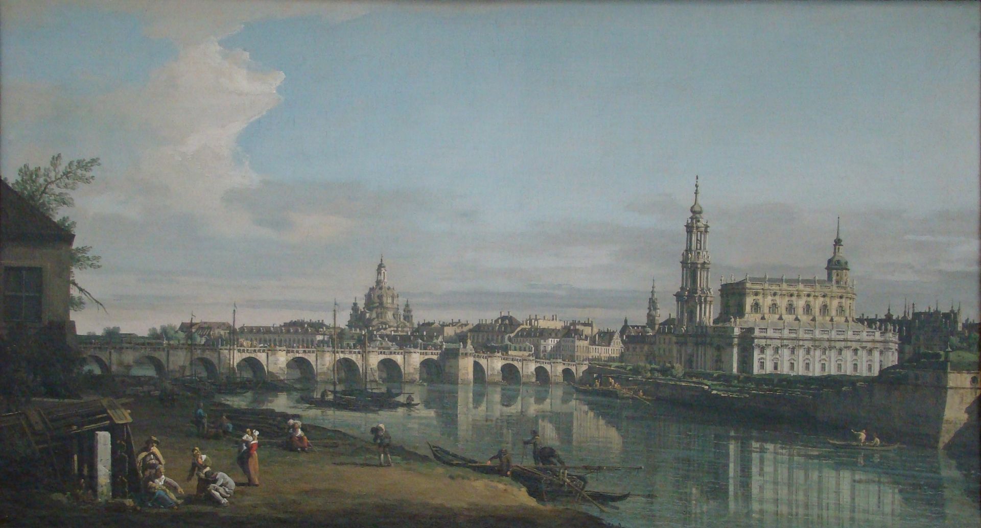 View of Dresden from the Right Bank of the Elbe with Augustus Bridge by Bernardo Bellotto