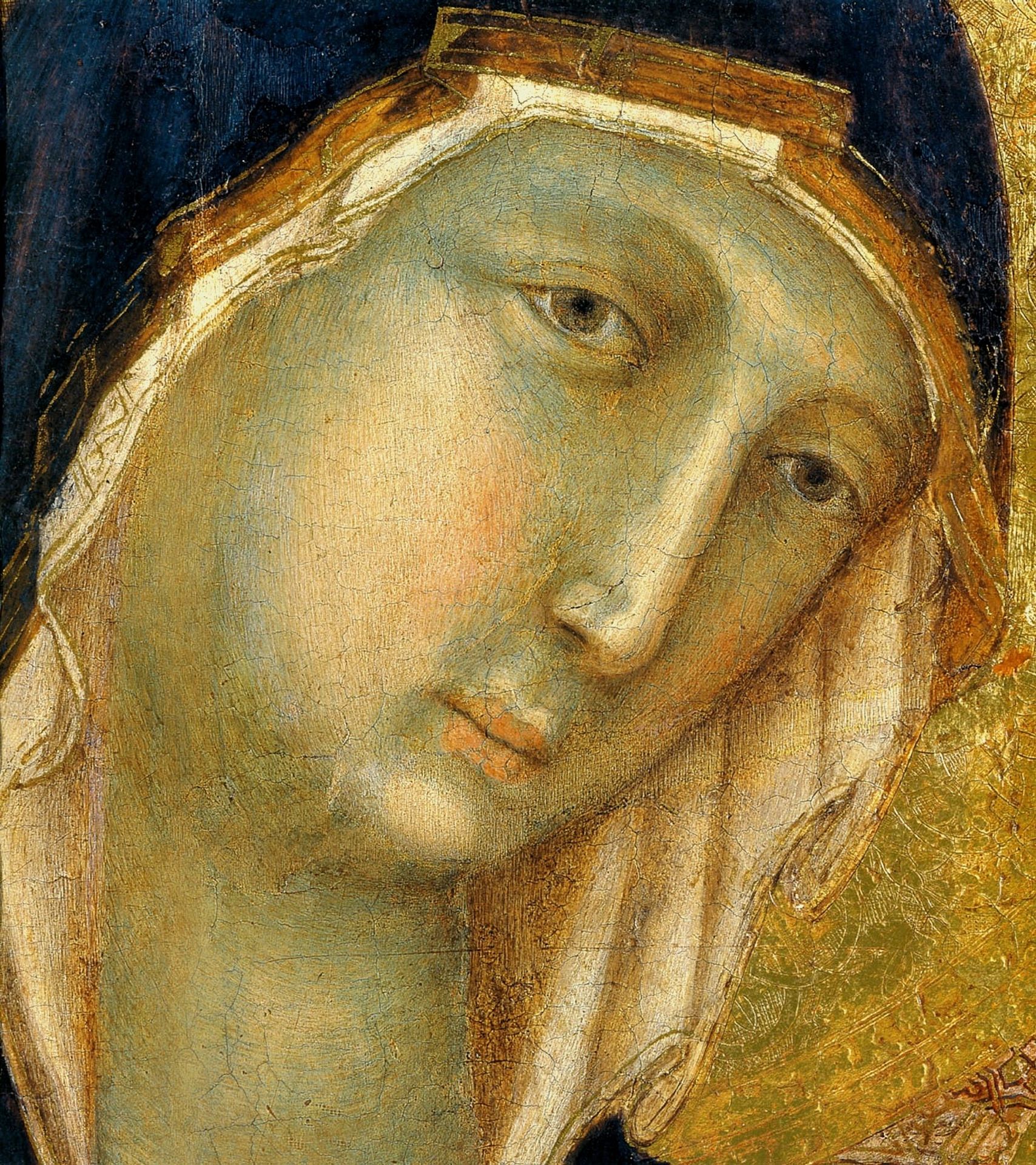 The Virgin and Child on a throne(Fragment) by Duccio