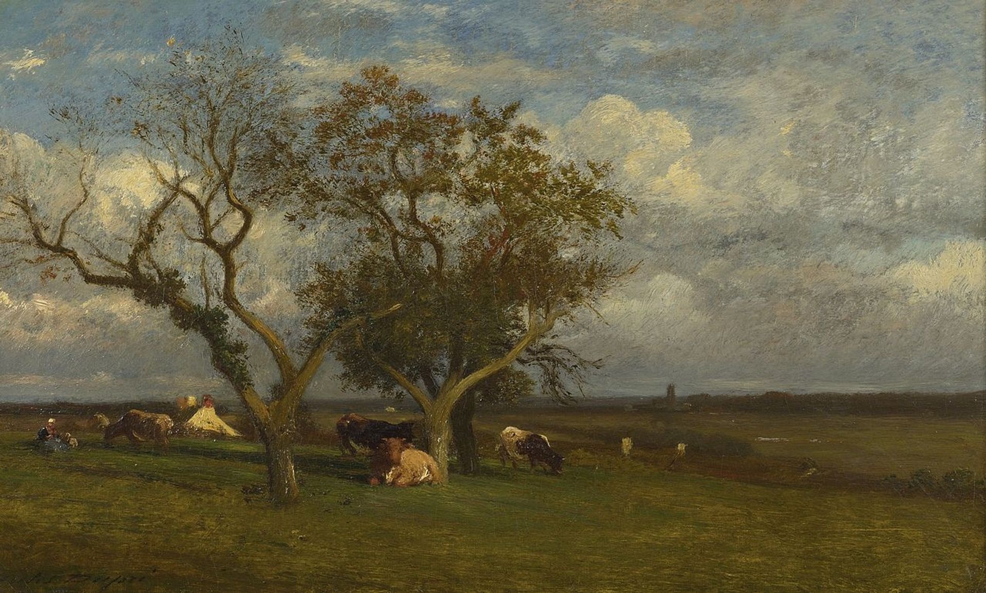 Landscape with Cows by Jules Dupre