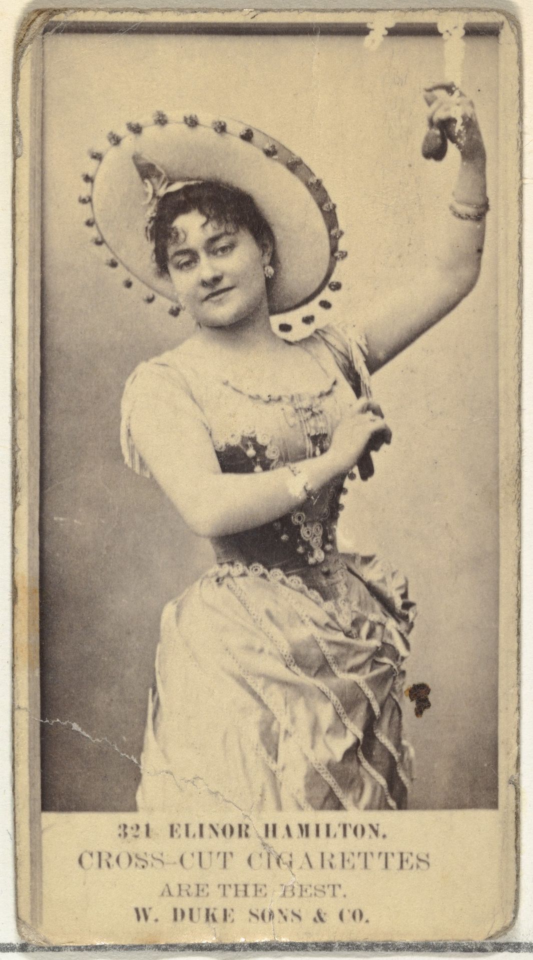 Card Number 321, Elinor Hamilton, from the Actors and Actresses series (N145-3) issued by Duke Sons & Co. to promote Cross Cut Cigarettes by W. Duke, Sons & Co.