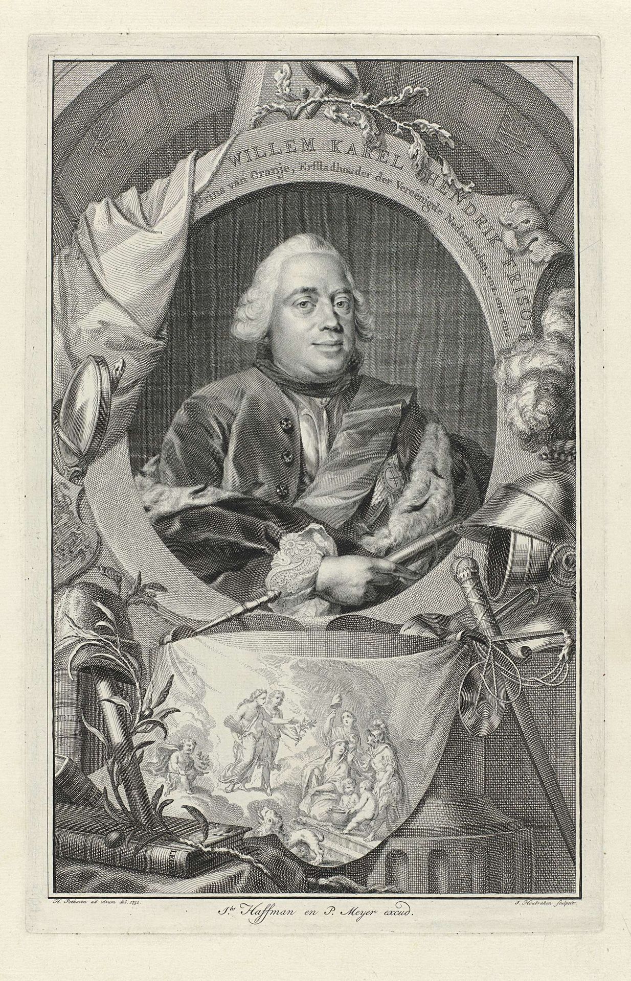 Portret van Willem IV, prins van Oranje-Nassau by Jacob Houbraken