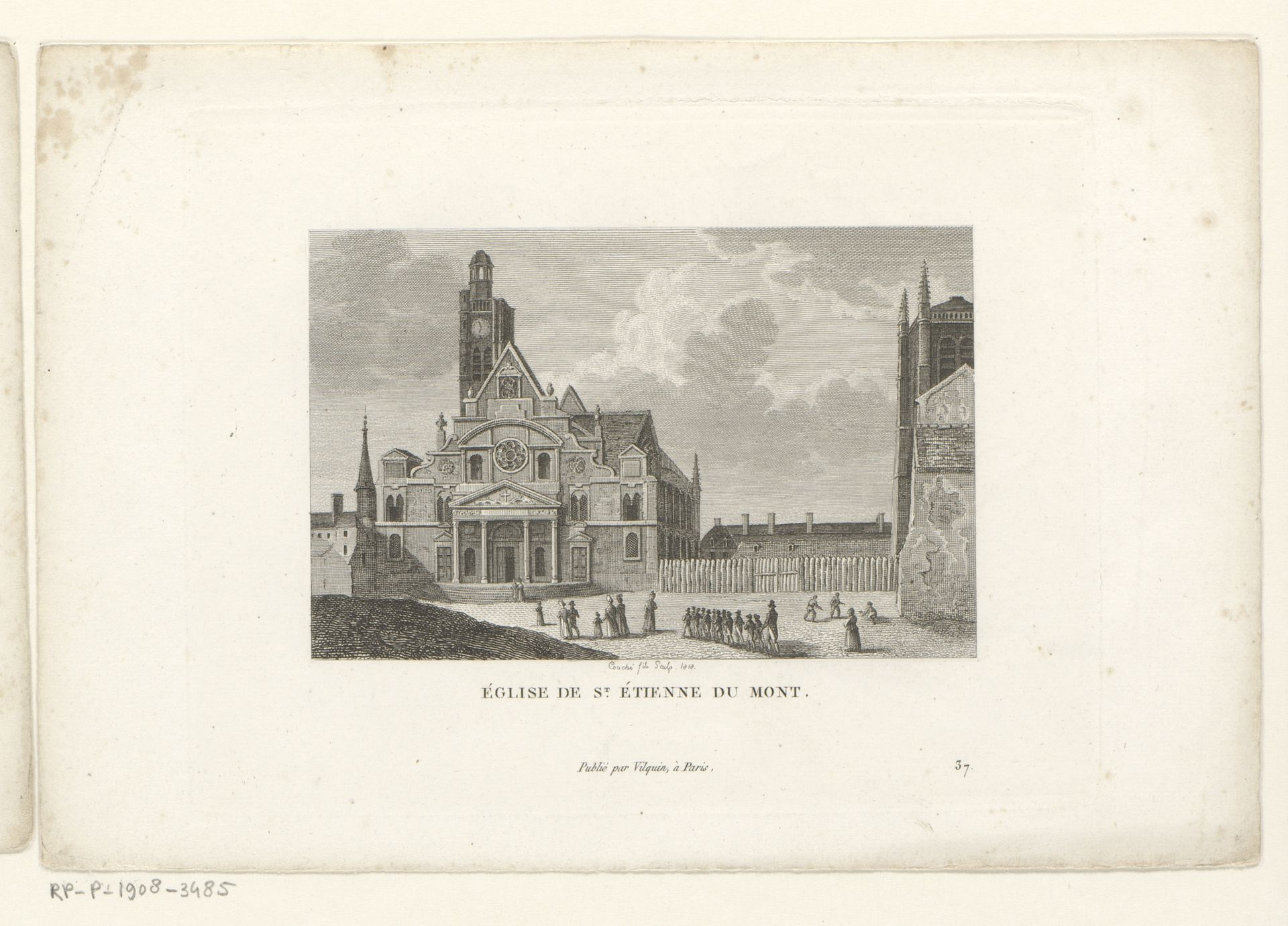 Gezicht op de Saint-Étienne-du-Mont te Parijs by François Louis Couché