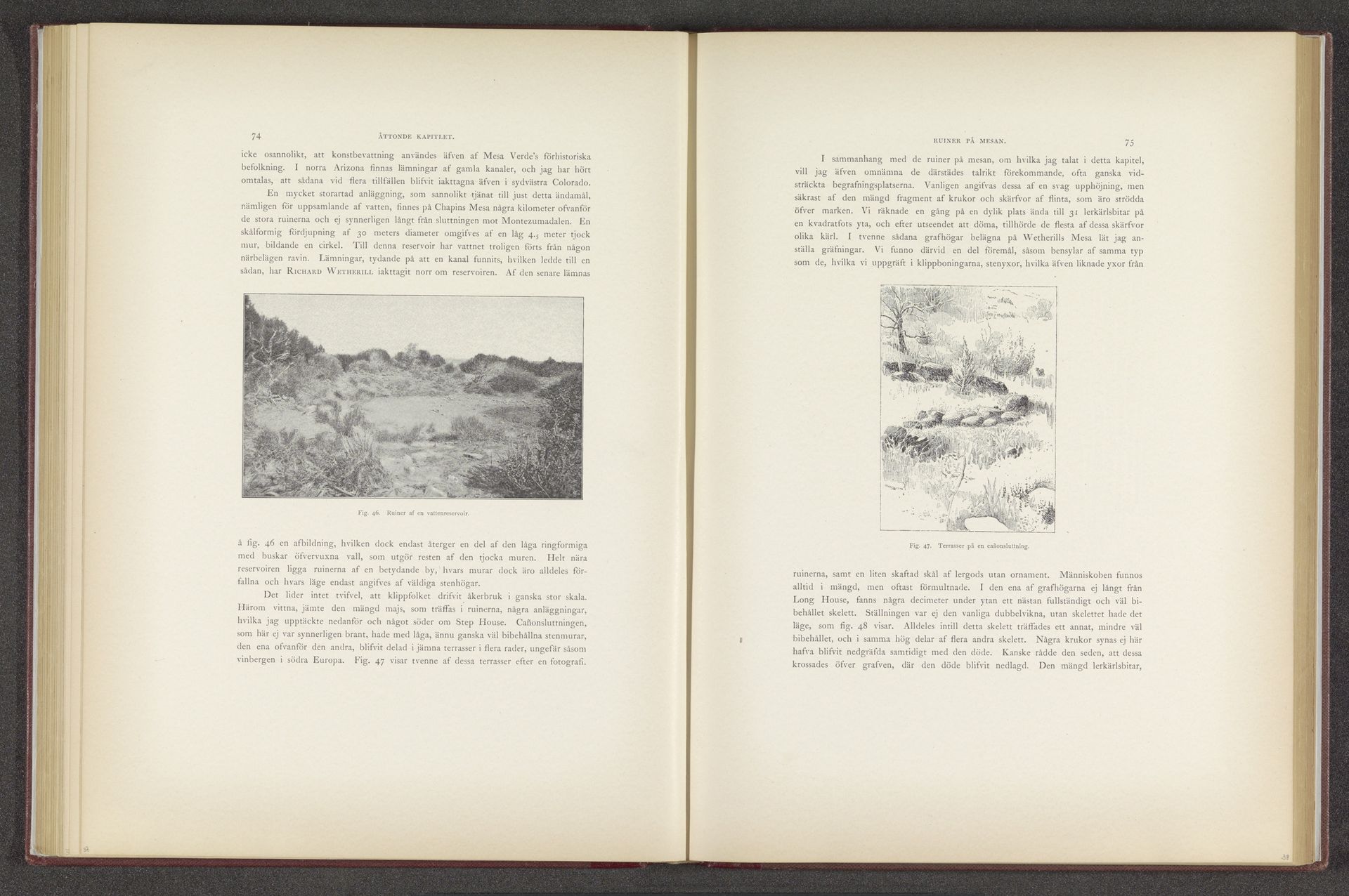 Gezicht op een ruïne bij een waterreservoir in Mesa Verde National Park by Gustaf Nordenskiöld