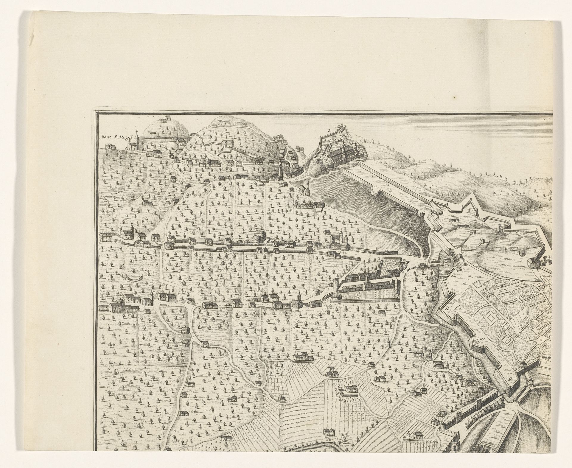 Plattegrond van Bergamo (deel linksboven) by Anonymous