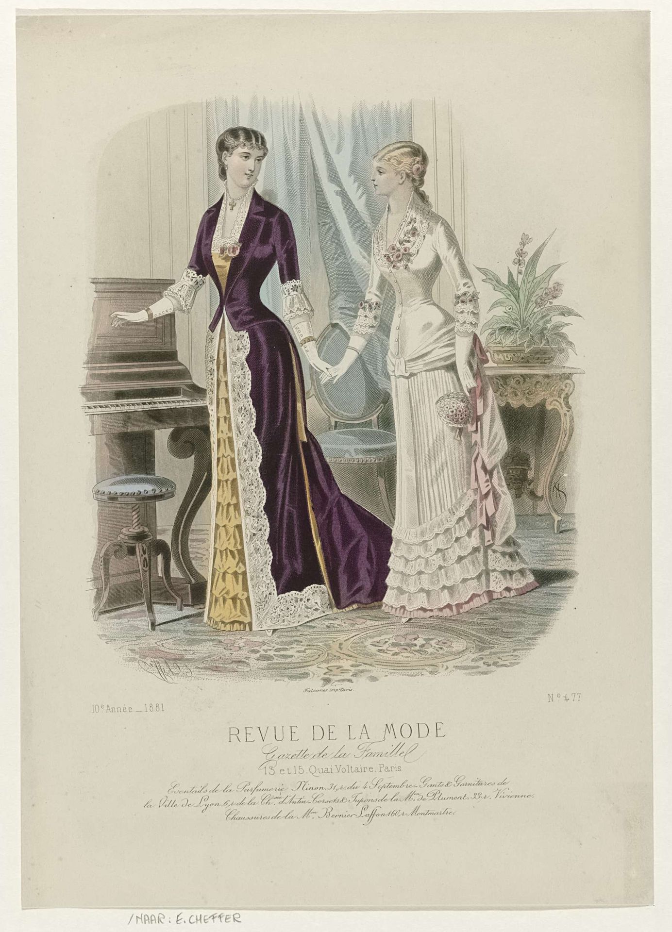 Revue de la Mode, Gazette de la Famille, dimanche 20 février 1881, 10e année, No. 477: Eventails de la Parfumerie Ninon (...) by E. Cheffer