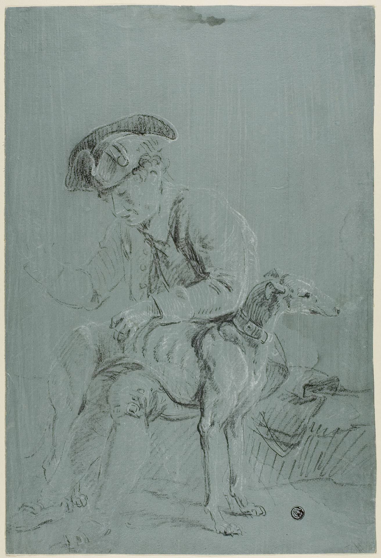 Seated Man with Dog by Pierre-Jacques Volaire