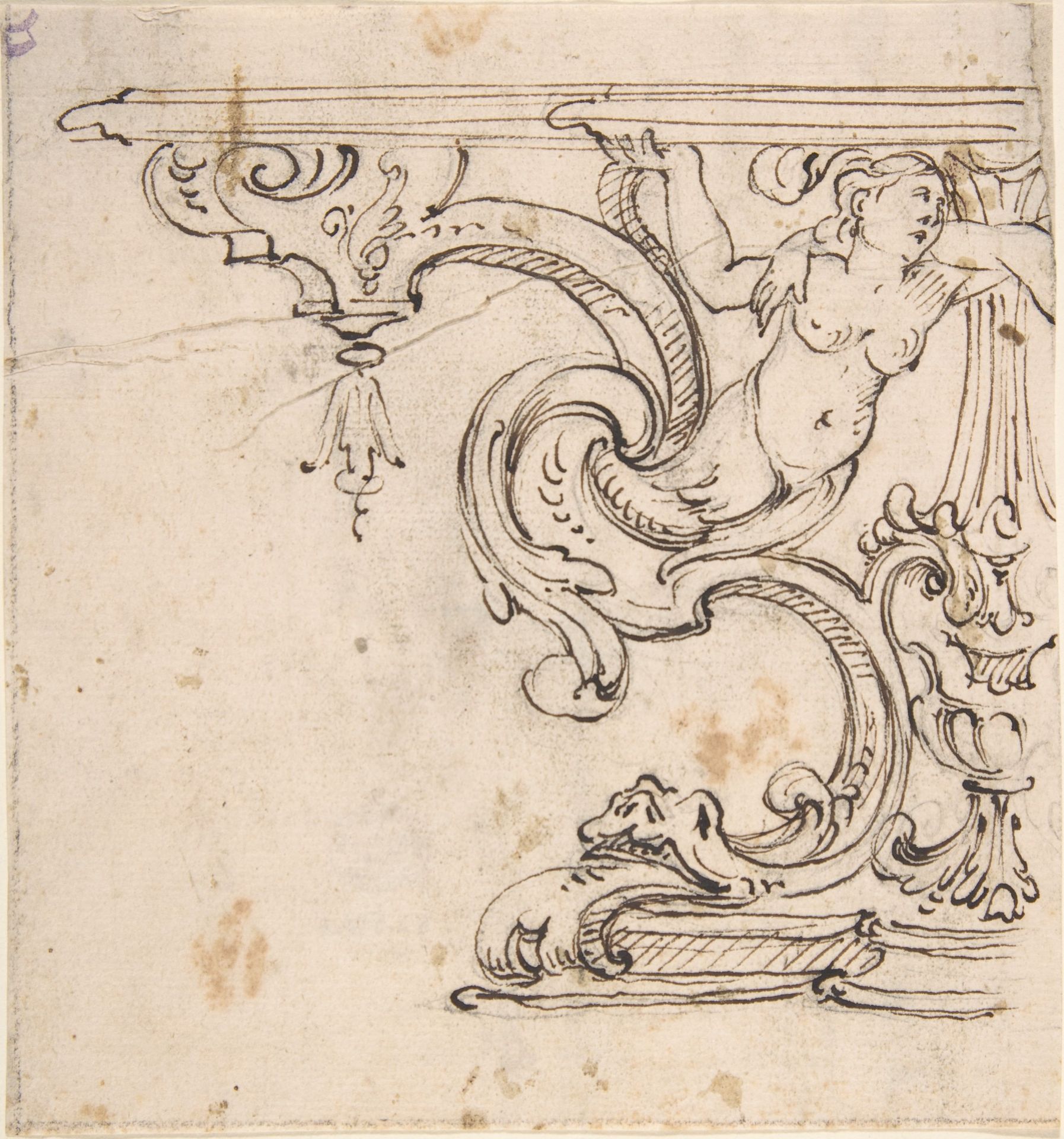 Left Side of the Design for a Table with the Figure of a Siren by Anonymous