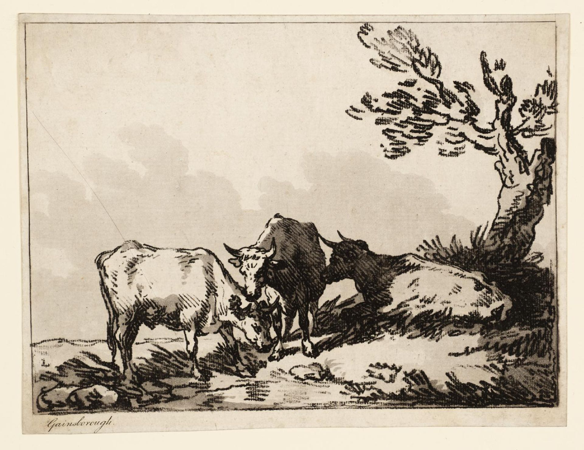 Cattle and Tree, engraved by Thomas Rowlandson by Thomas Gainsborough