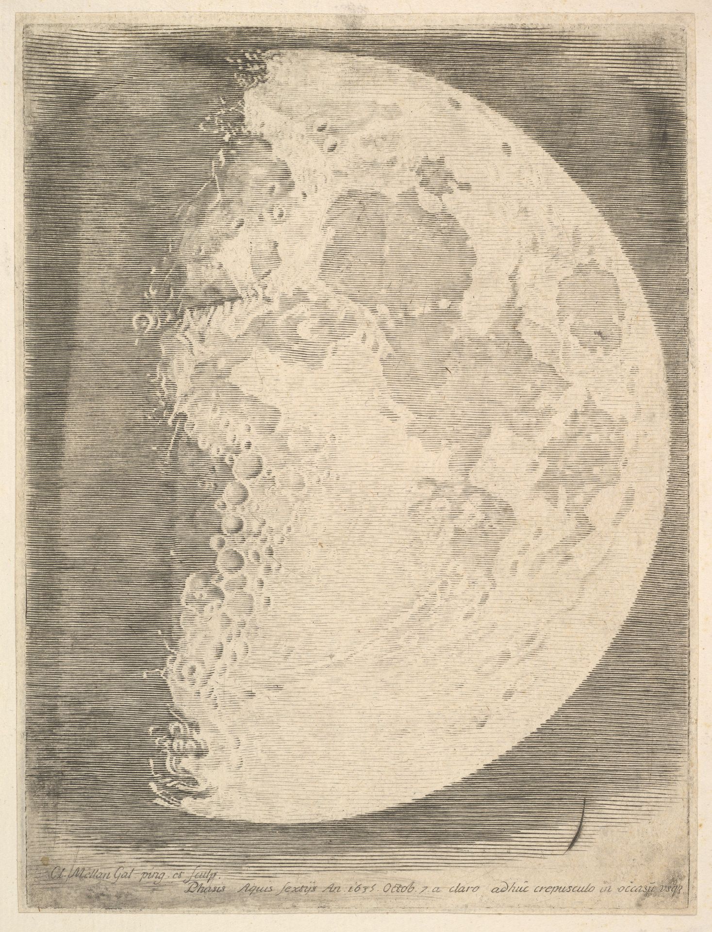 The Moon in its First Quarter by Claude Mellan