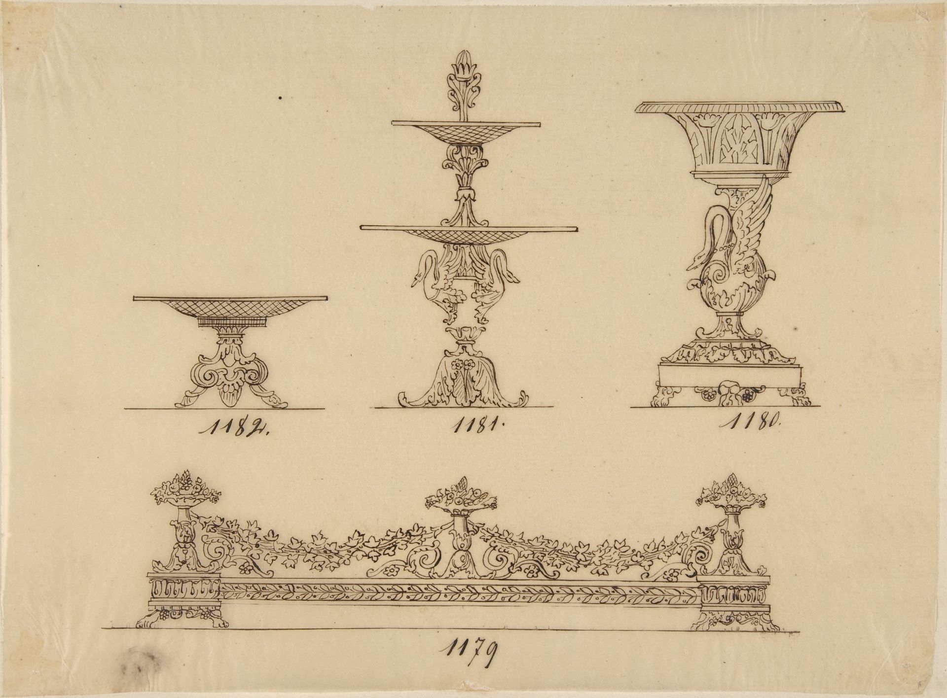 Design for a Compote Dish, a Server and an Urn by Anonymous