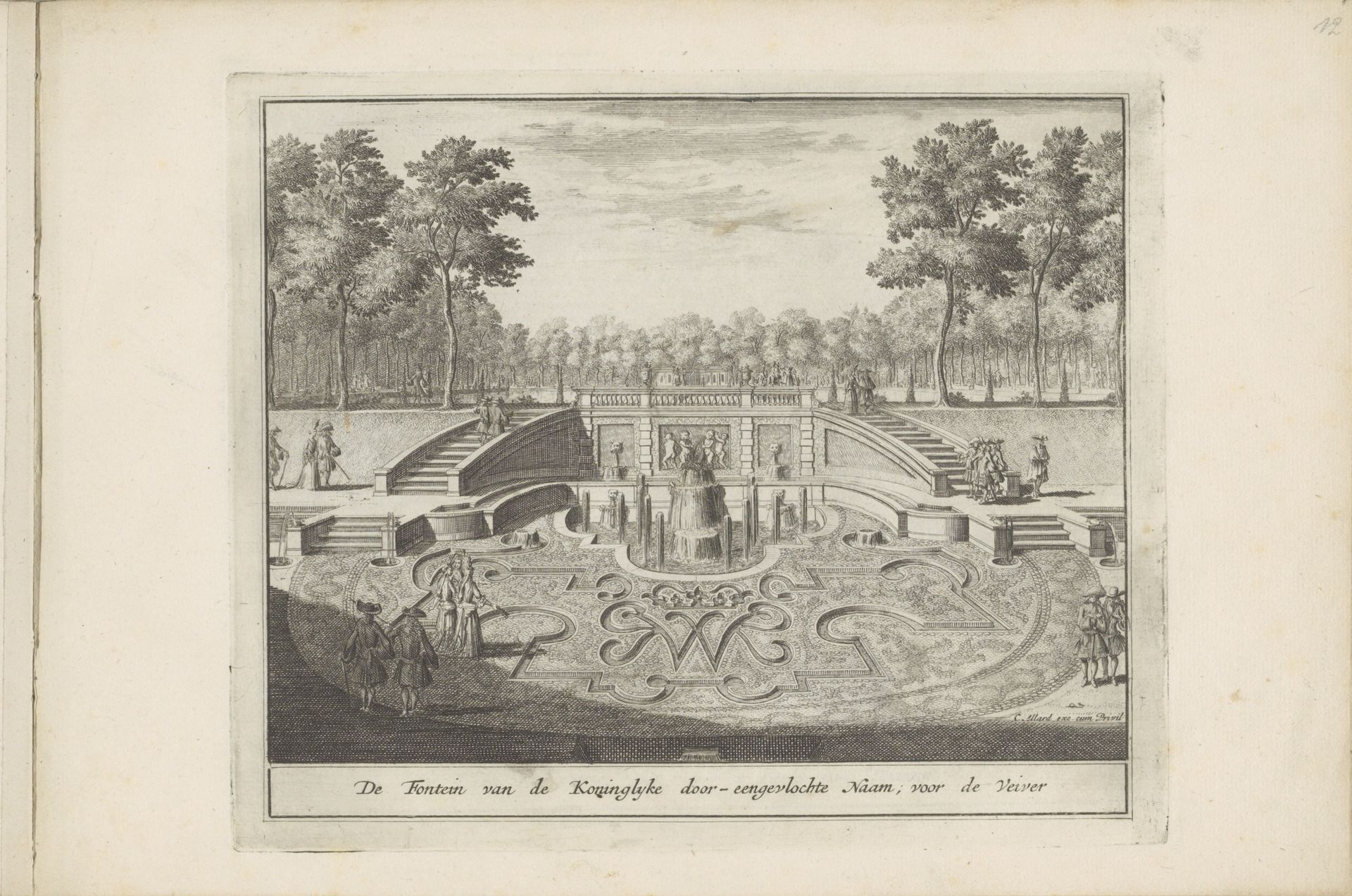 Fontein en parterre met de letters W en M door elkaar gevlochten by Laurens Scherm