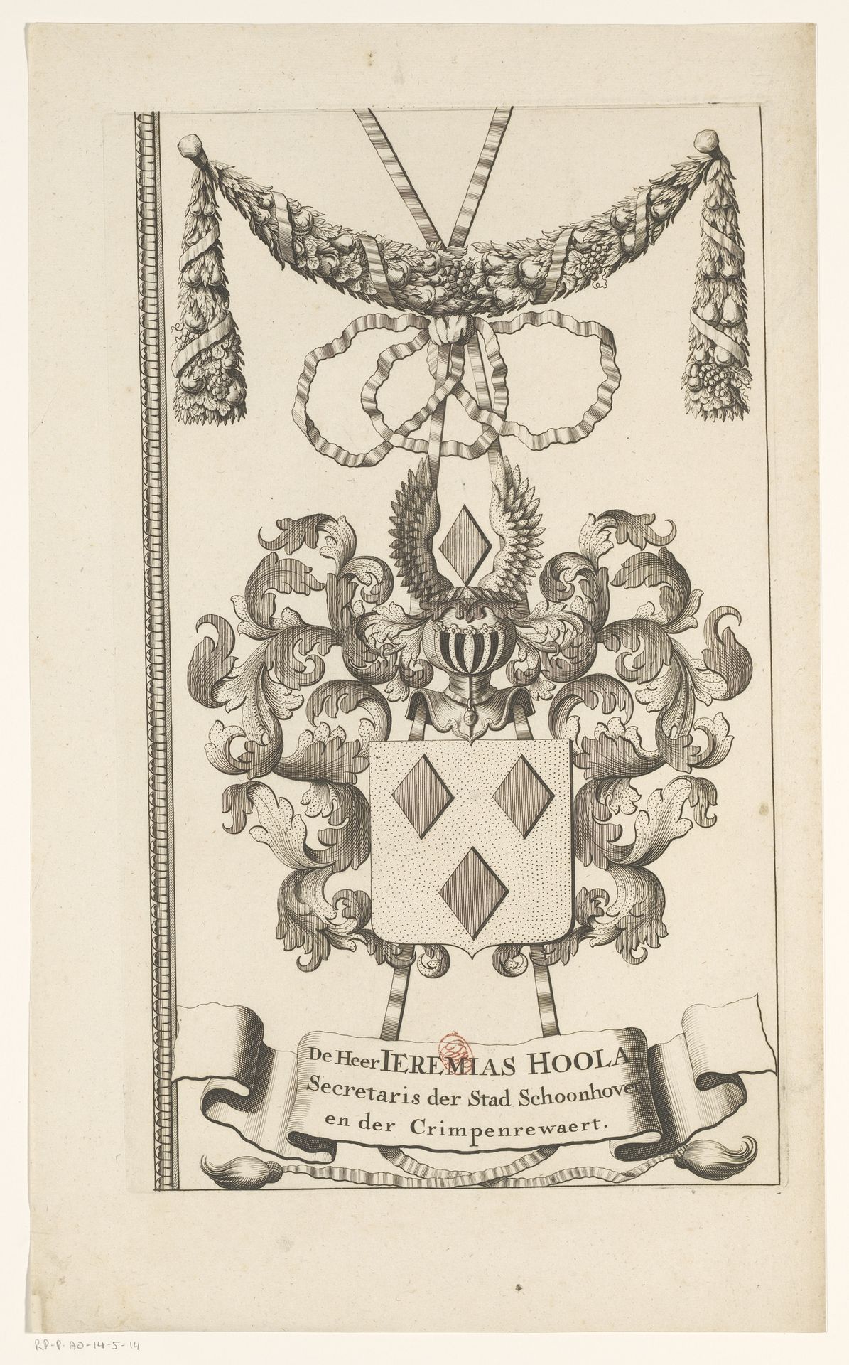 Kaart van het Hoogheemraadschap van de Krimpenerwaard (deel wapenrand) by Anonymous
