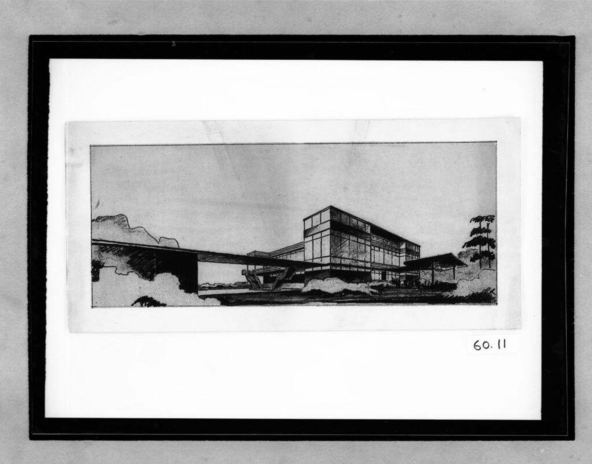 Club House, Argentina, 1931-1932: Perspective sketch by Hanns Dustmann