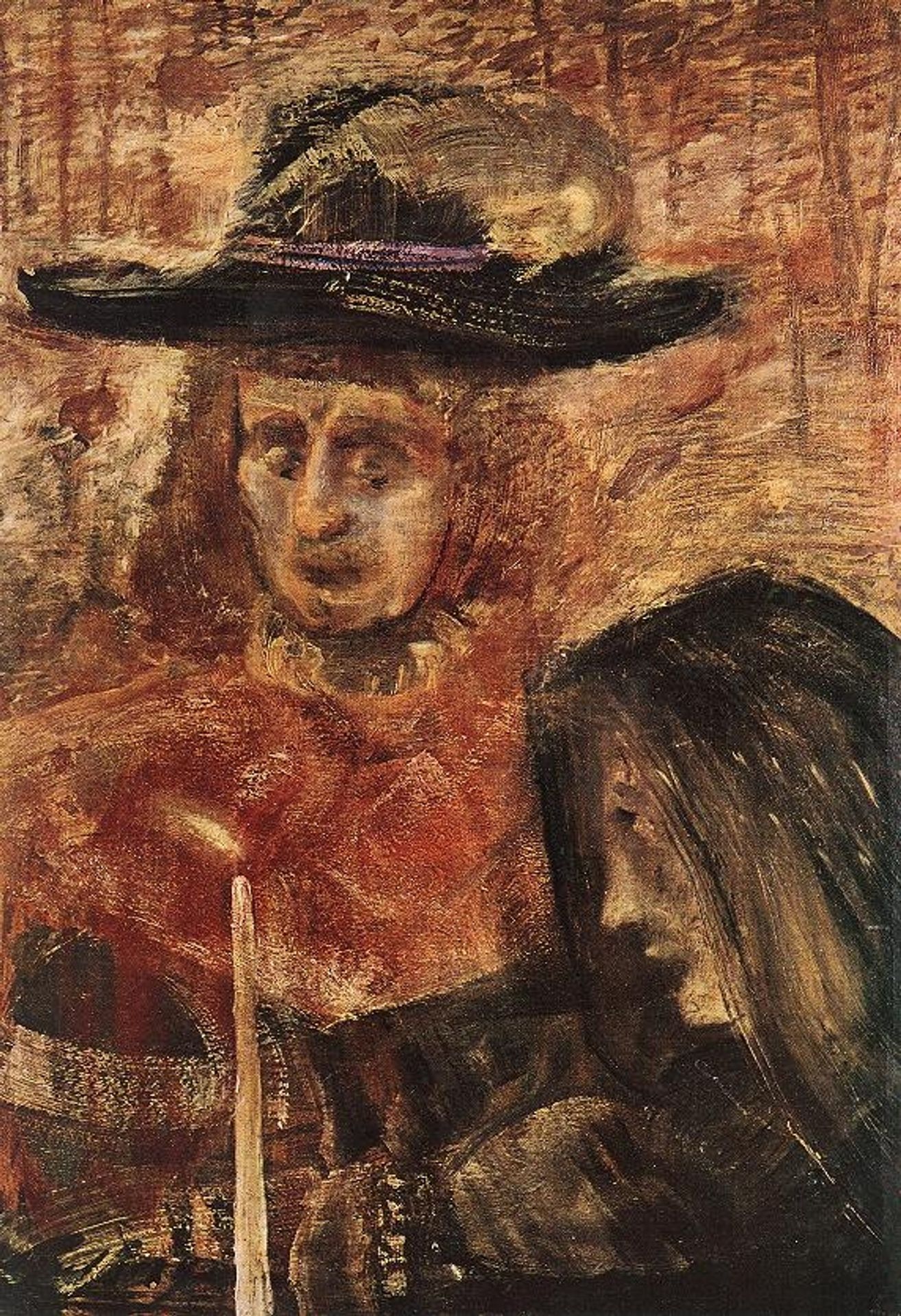 Man with Hat and Woman with Black Scarf by Lajos Gulacsy