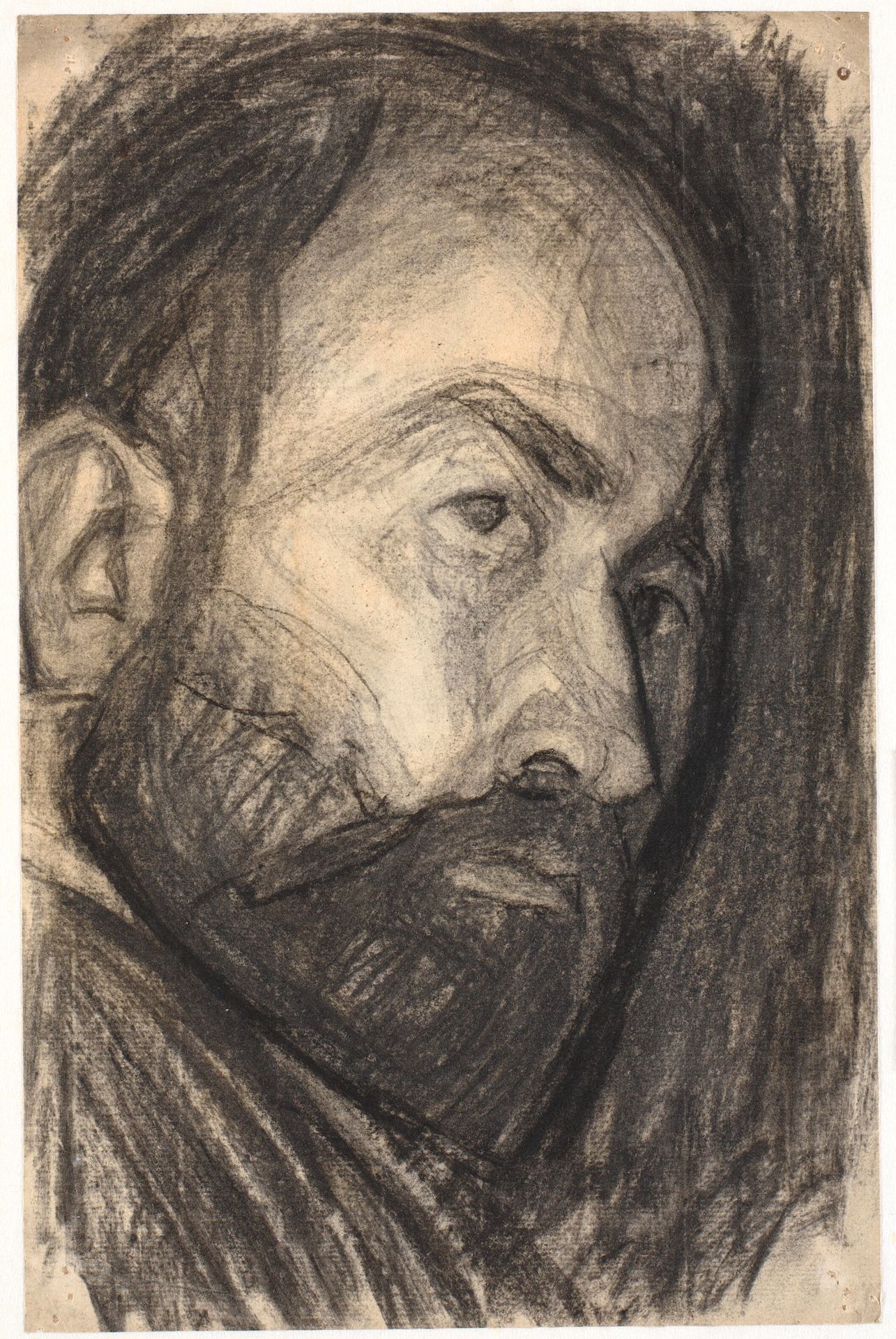 Selvportræt. Hoved 3/4 profil mod højre by Niels Larsen Stevns