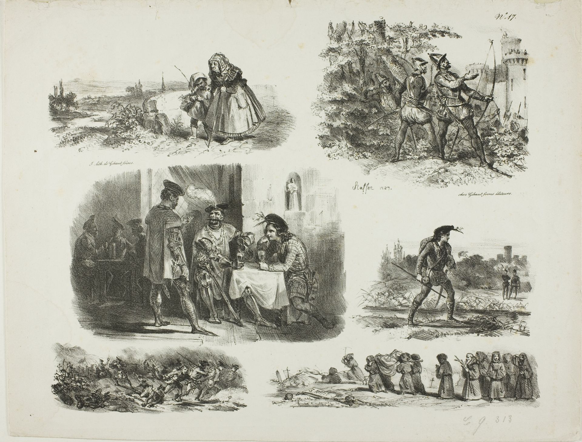 Sheet of Sketches by Auguste Raffet