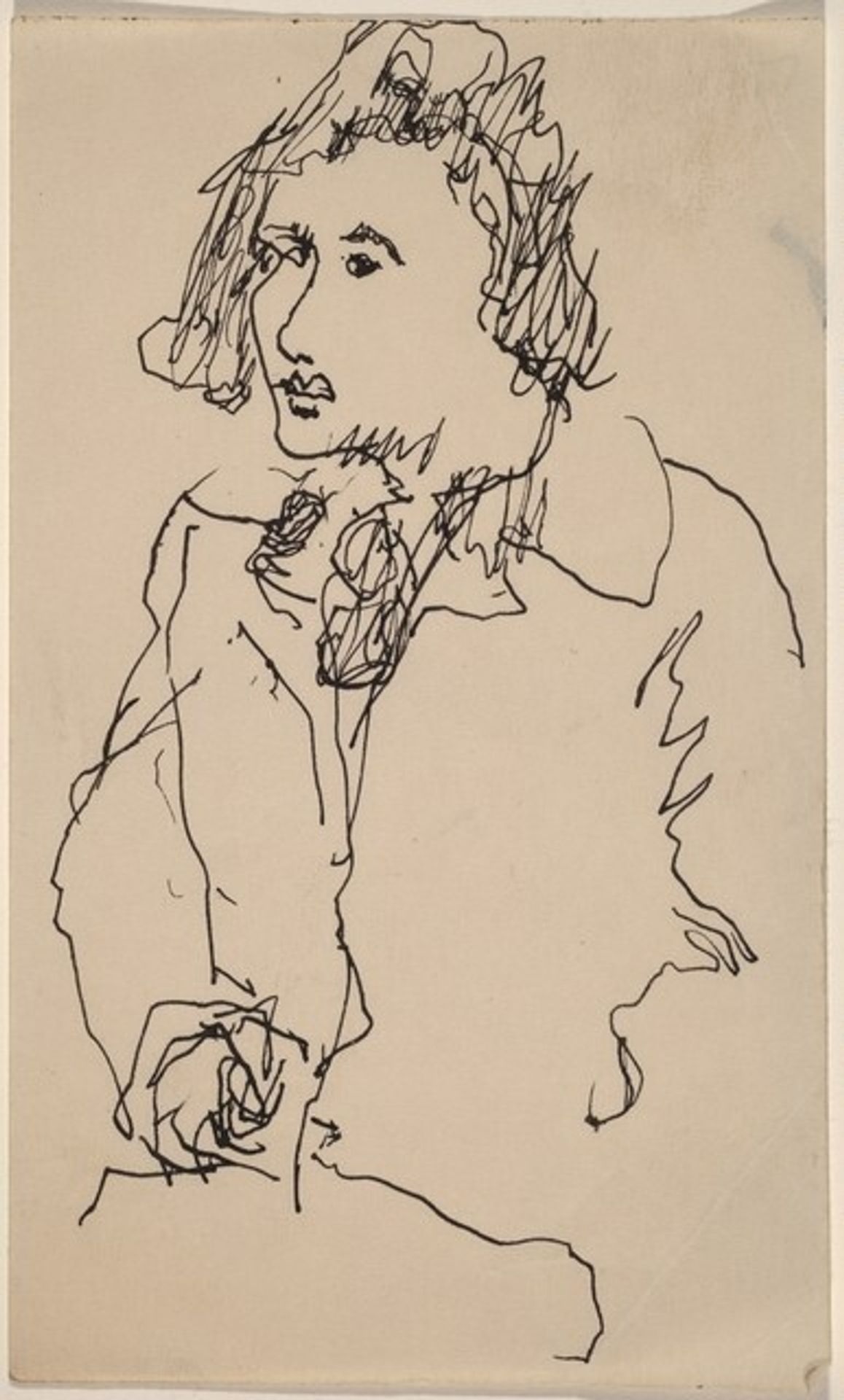 Bust-length Sketch of Woman in Coat and Scarf by Mark Rothko