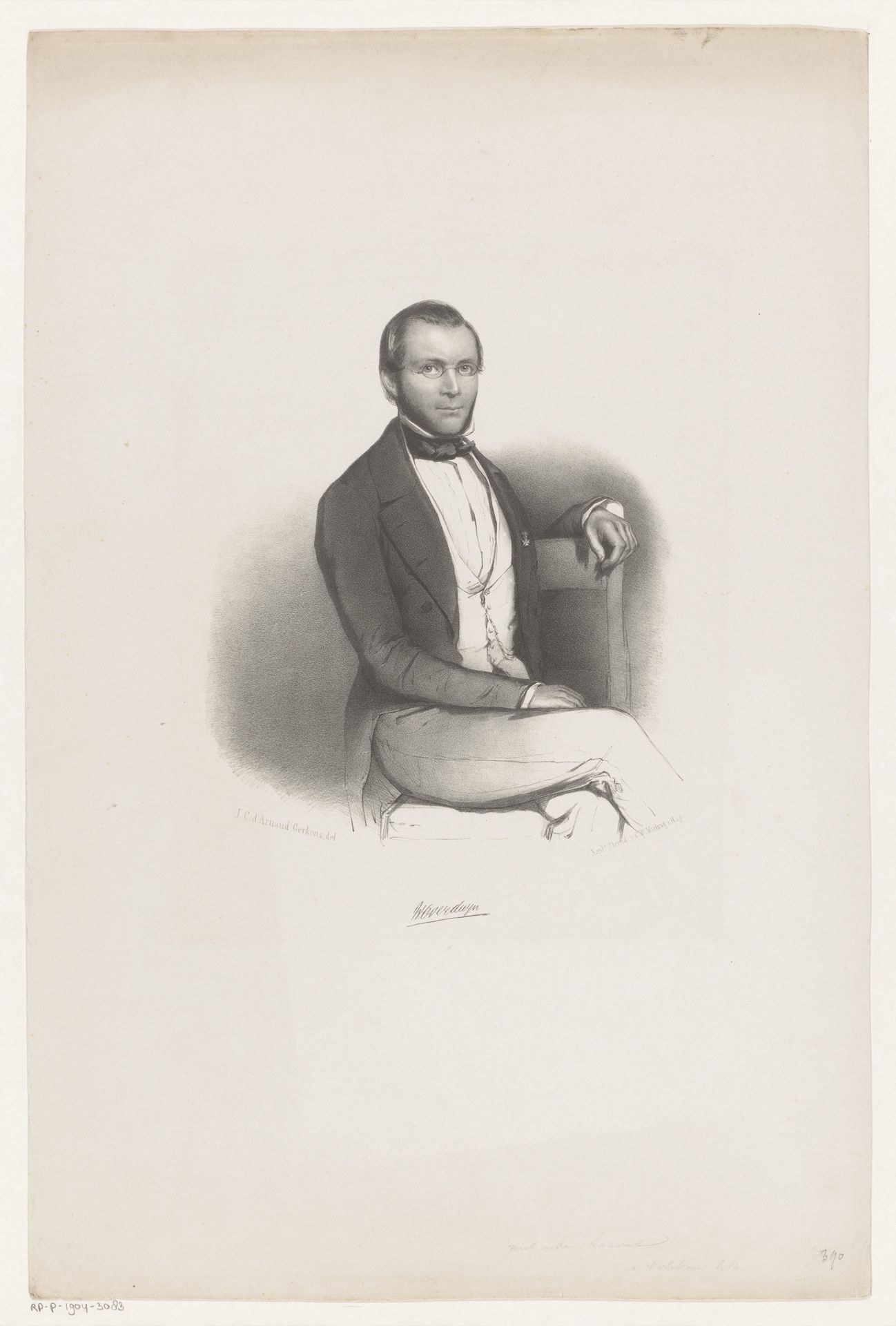 Portret van Willem Lodewijk Overduyn by Johannes Christiaan d' Arnaud Gerkens