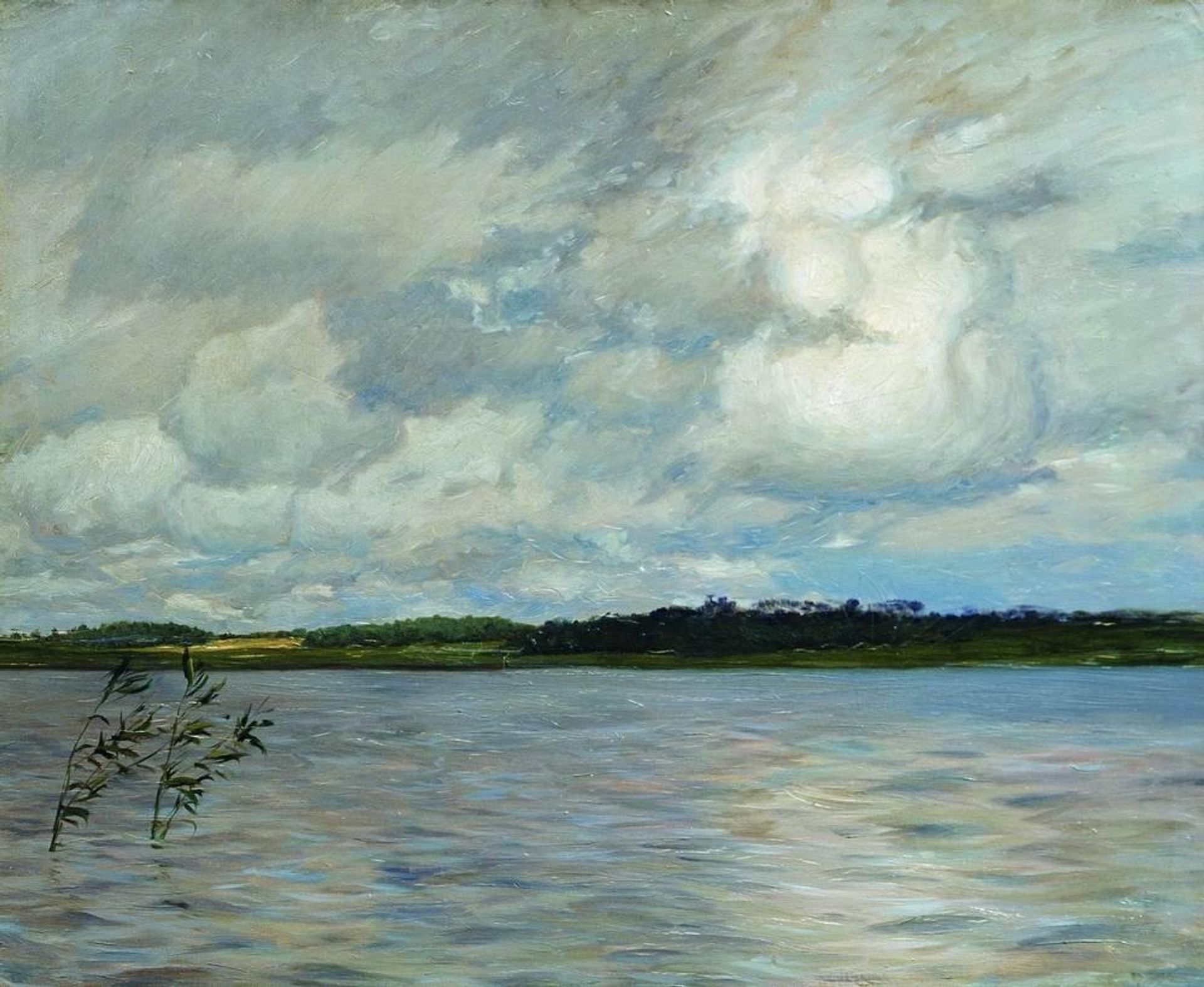 Lake. Gray day. by Isaac Levitan