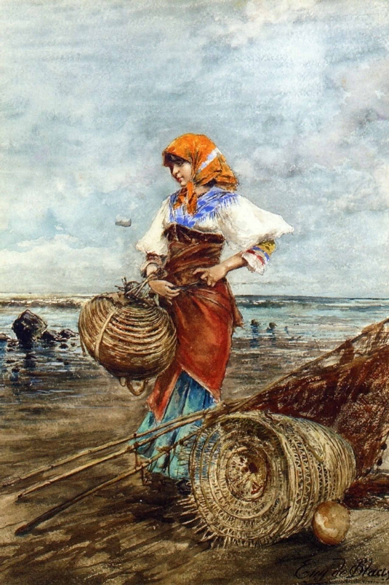 Gathering Cockles at the Seashore by Eugene de Blaas