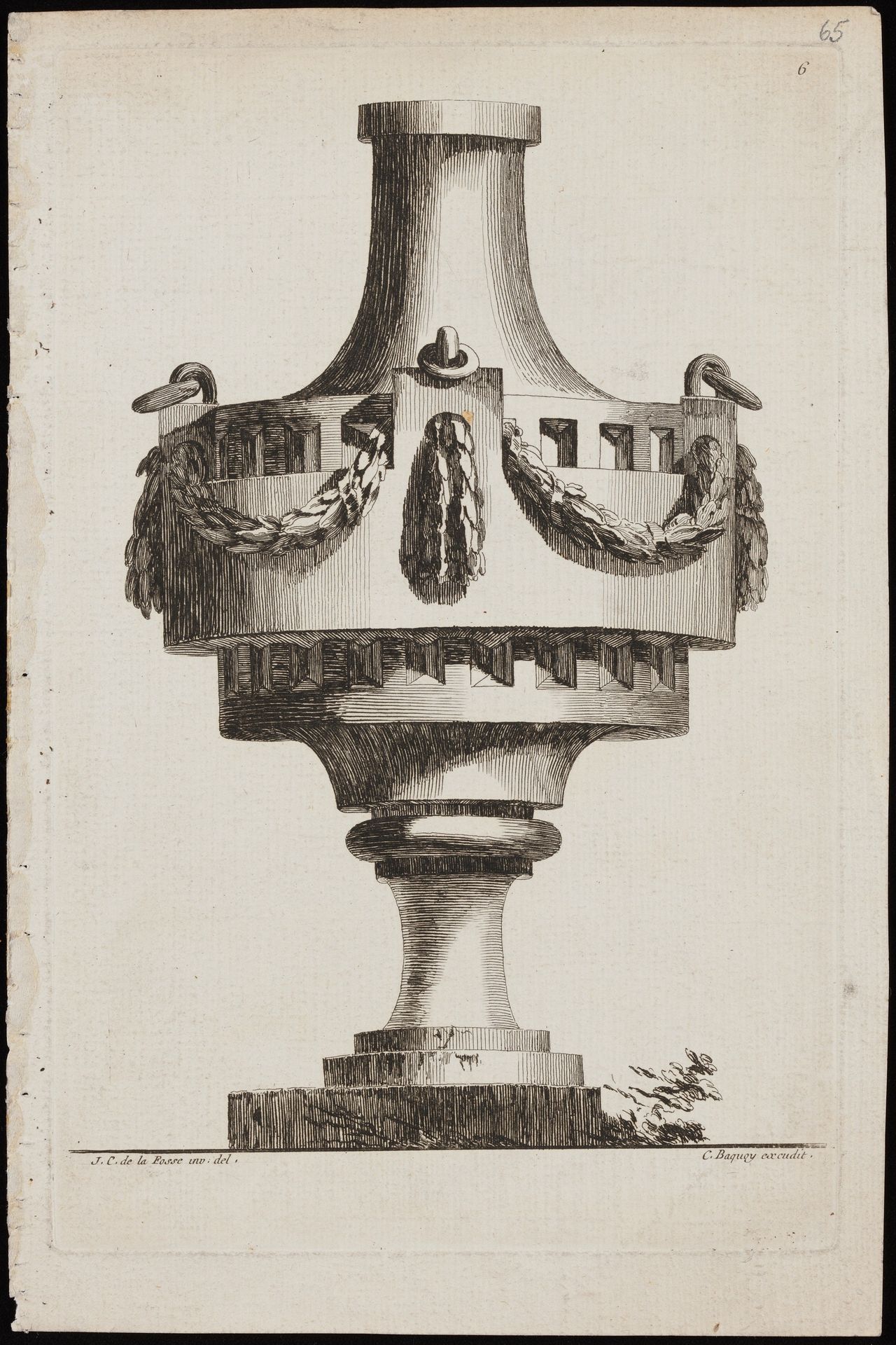 Design for a vase decorated with garlands by Jean Charles Delafosse