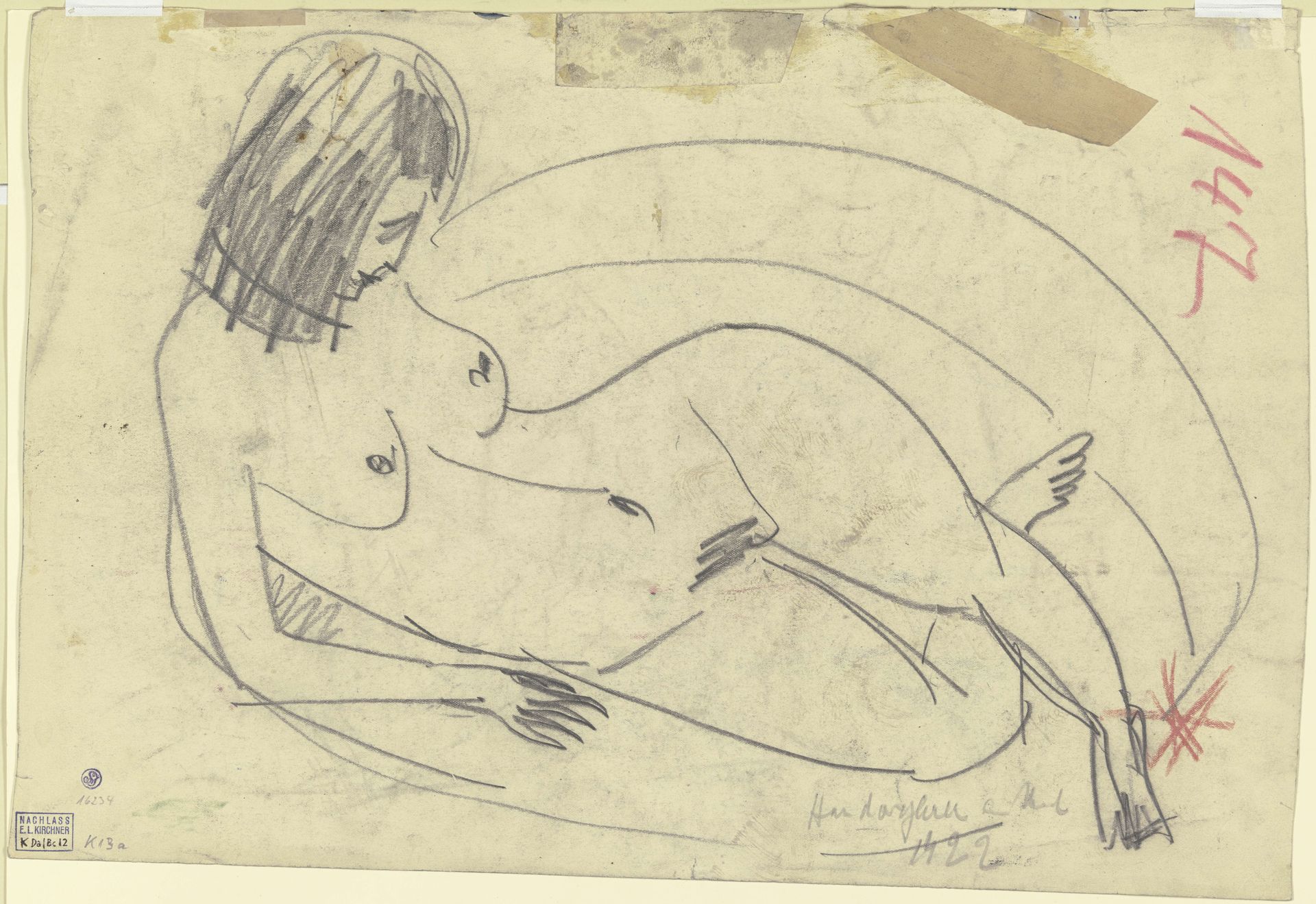 Reclining female nude by Ernst Ludwig Kirchner
